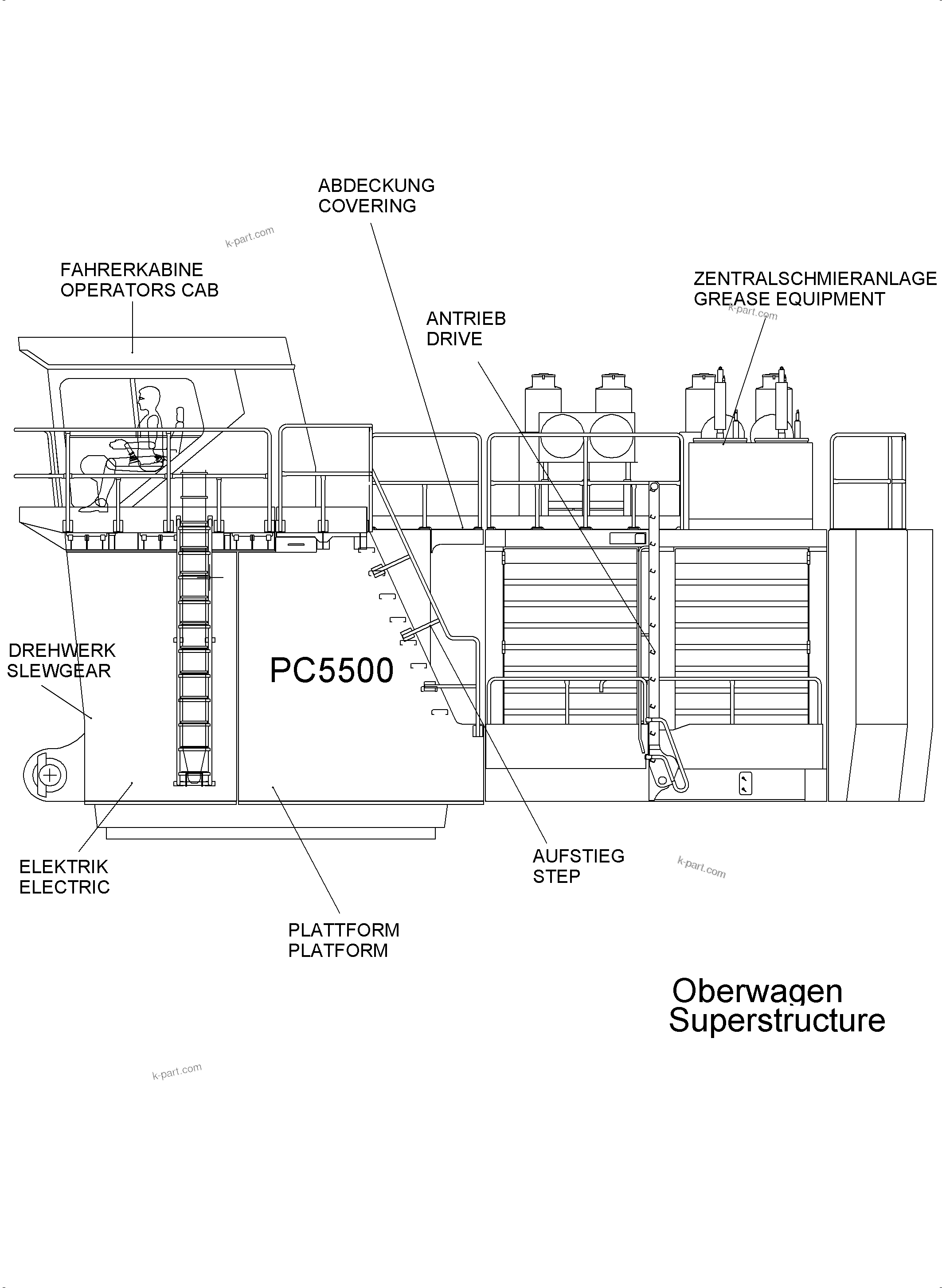 Komatsu parts book diagram for PC5500-6 S/N 15166: 