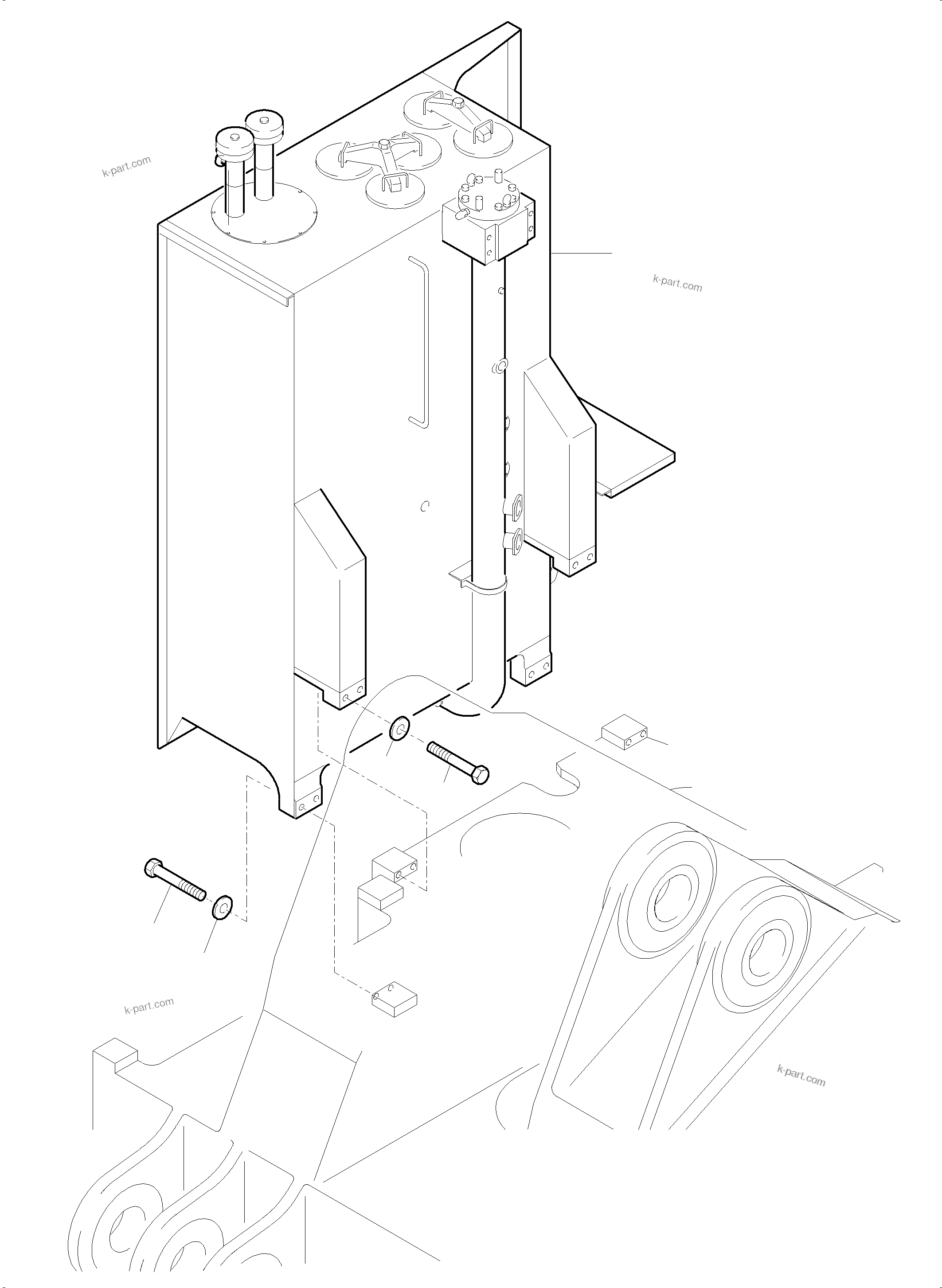 Komatsu parts book diagram for PC5500-6 S/N 15166: MAIN OIL TANK, MOUNTING