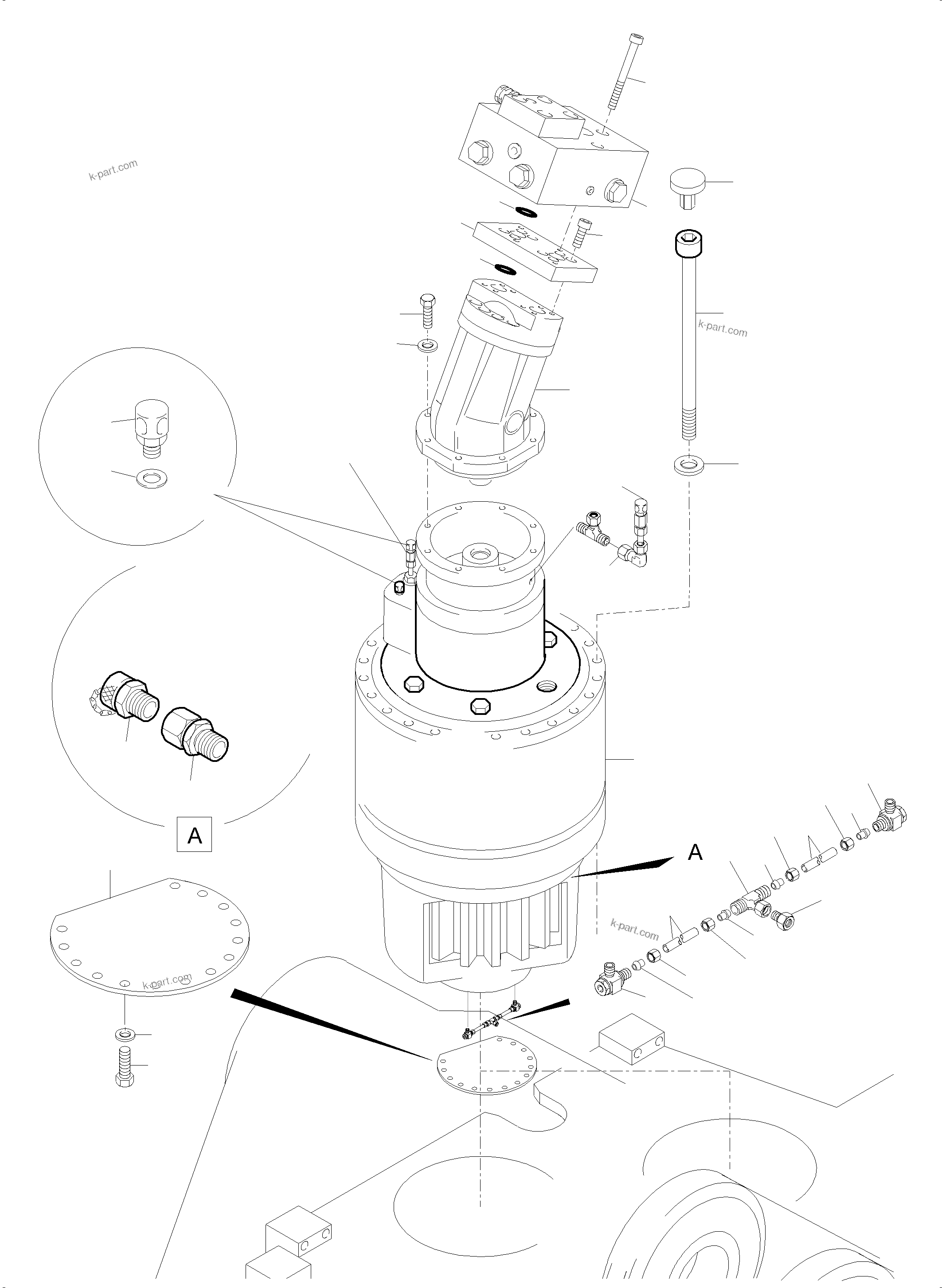 Komatsu parts book diagram for PC5500-6 S/N 15166: SLEW GEAR ARR.