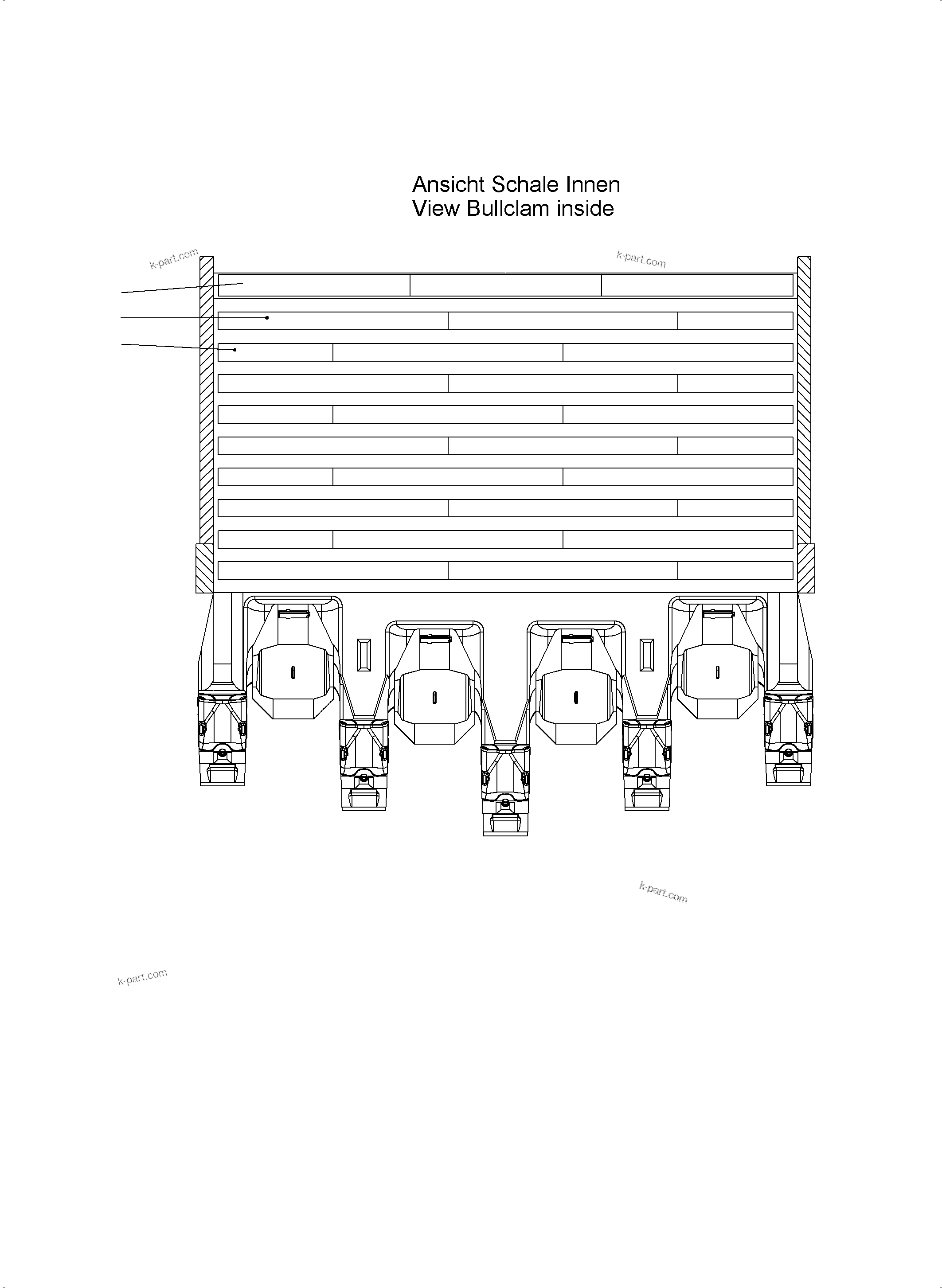 Komatsu parts book diagram for PC5500-6 S/N 15166: WEAR PACKAGE BACK PANEL AND BULLCLAM 29 CBM WP 3