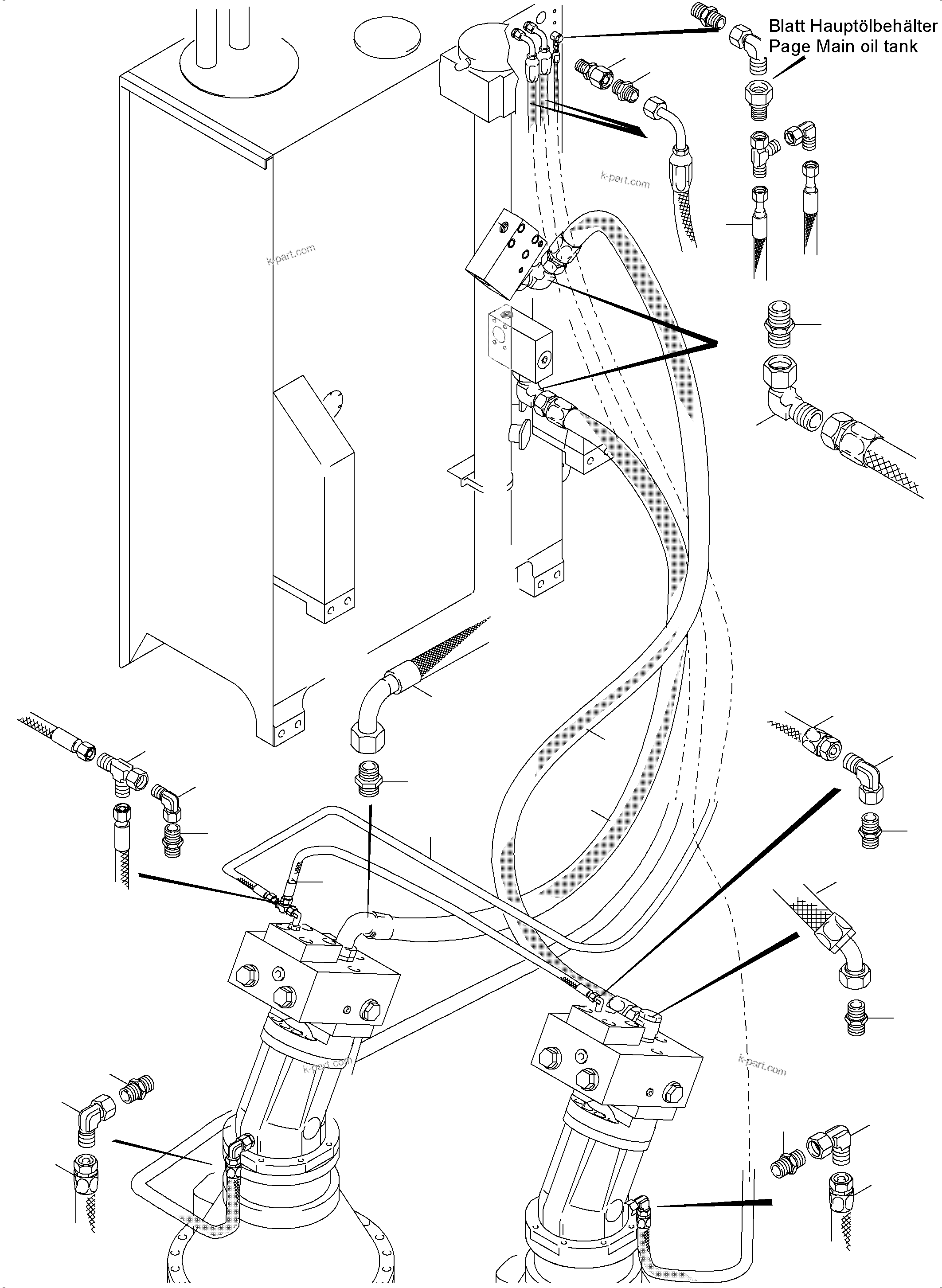 Komatsu parts book diagram for PC5500-6 S/N 15166: TANK LINES - SLEW GEAR