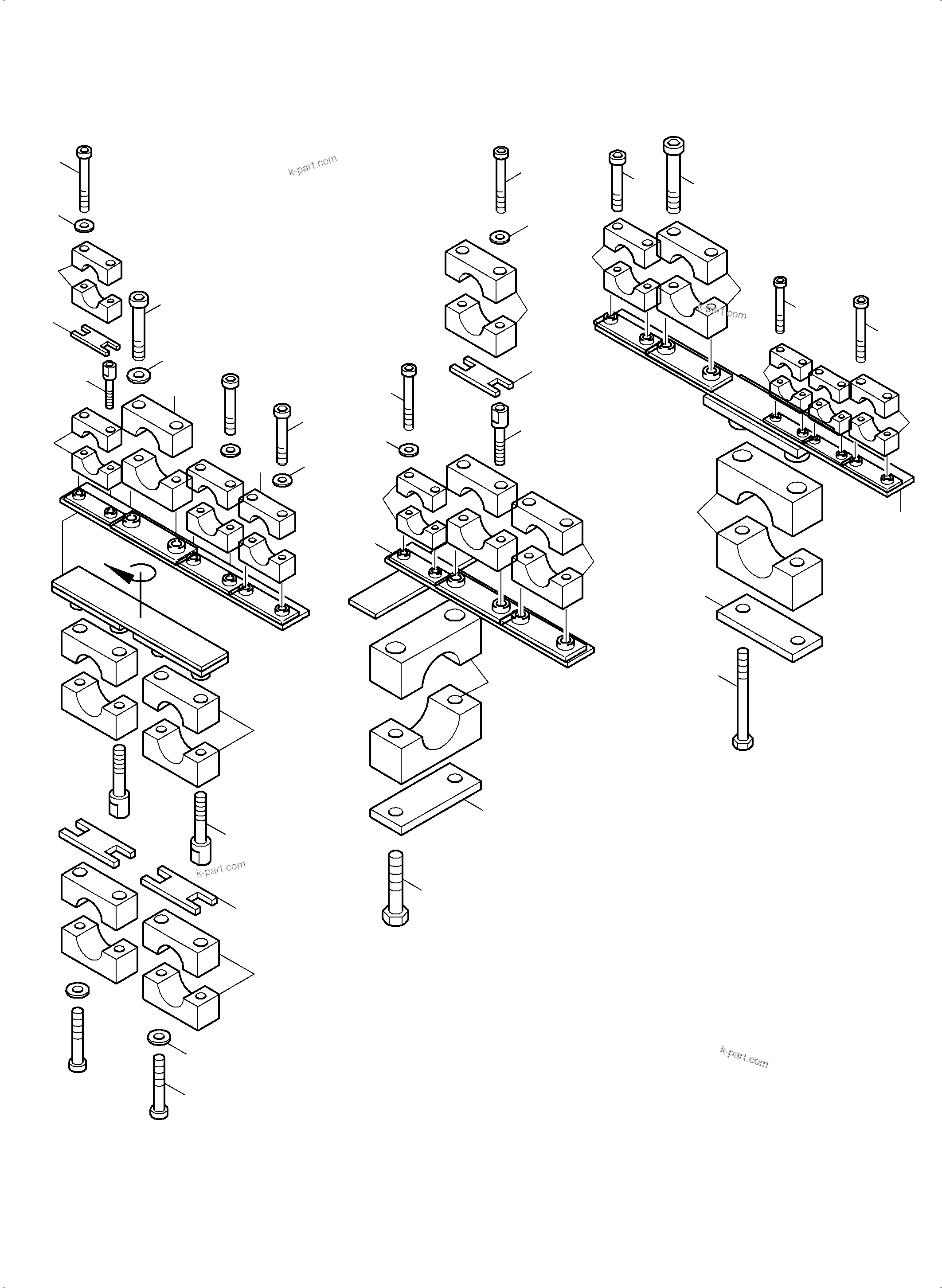 Komatsu parts book diagram for PC5500-6 S/N 15166: HOSE CLAMP ASSY PDG