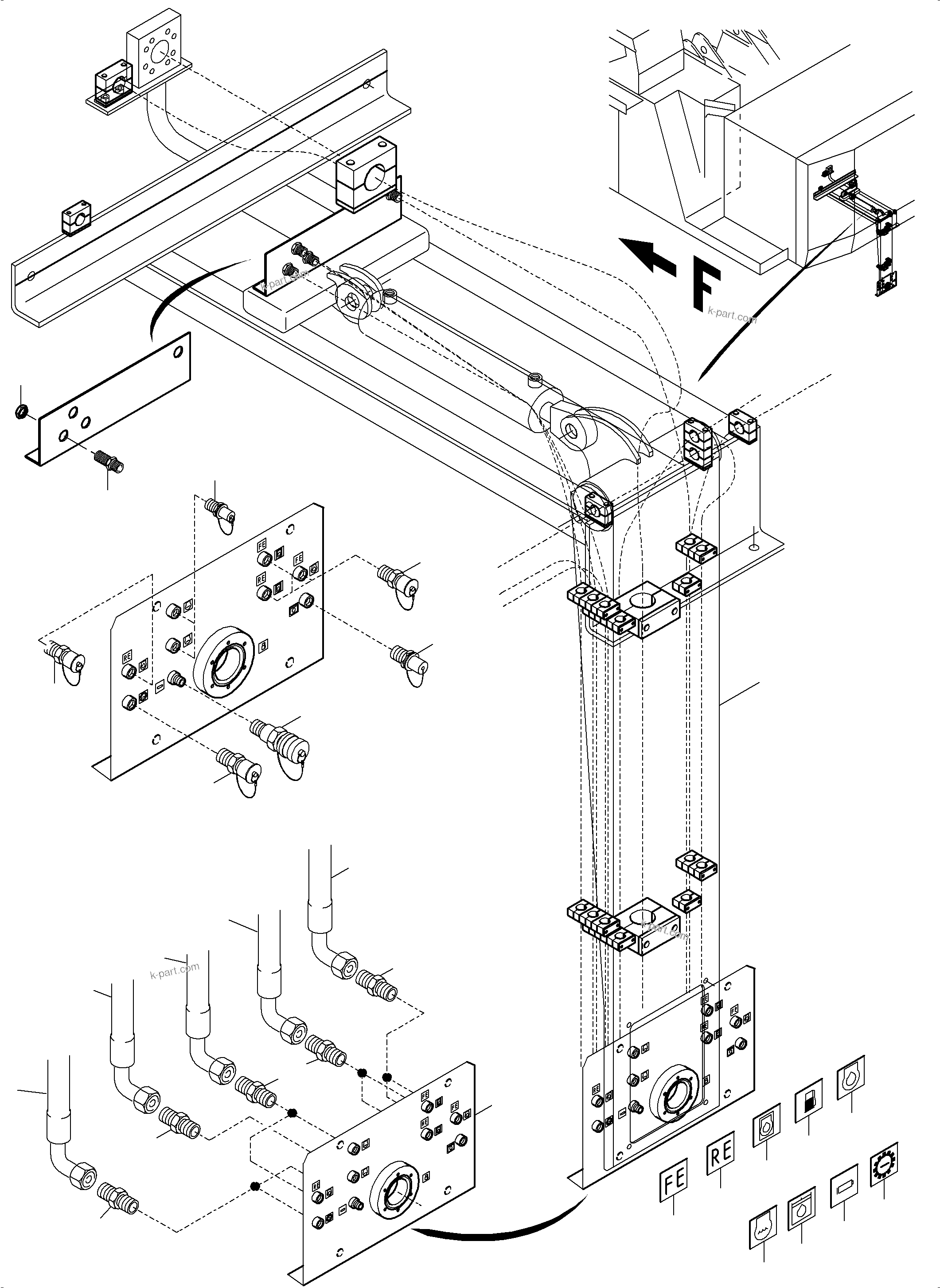 Komatsu parts book diagram for PC5500-6 S/N 15166: REFUELING EQUIPMENT FUEL LINE WIGGINS VR 300
