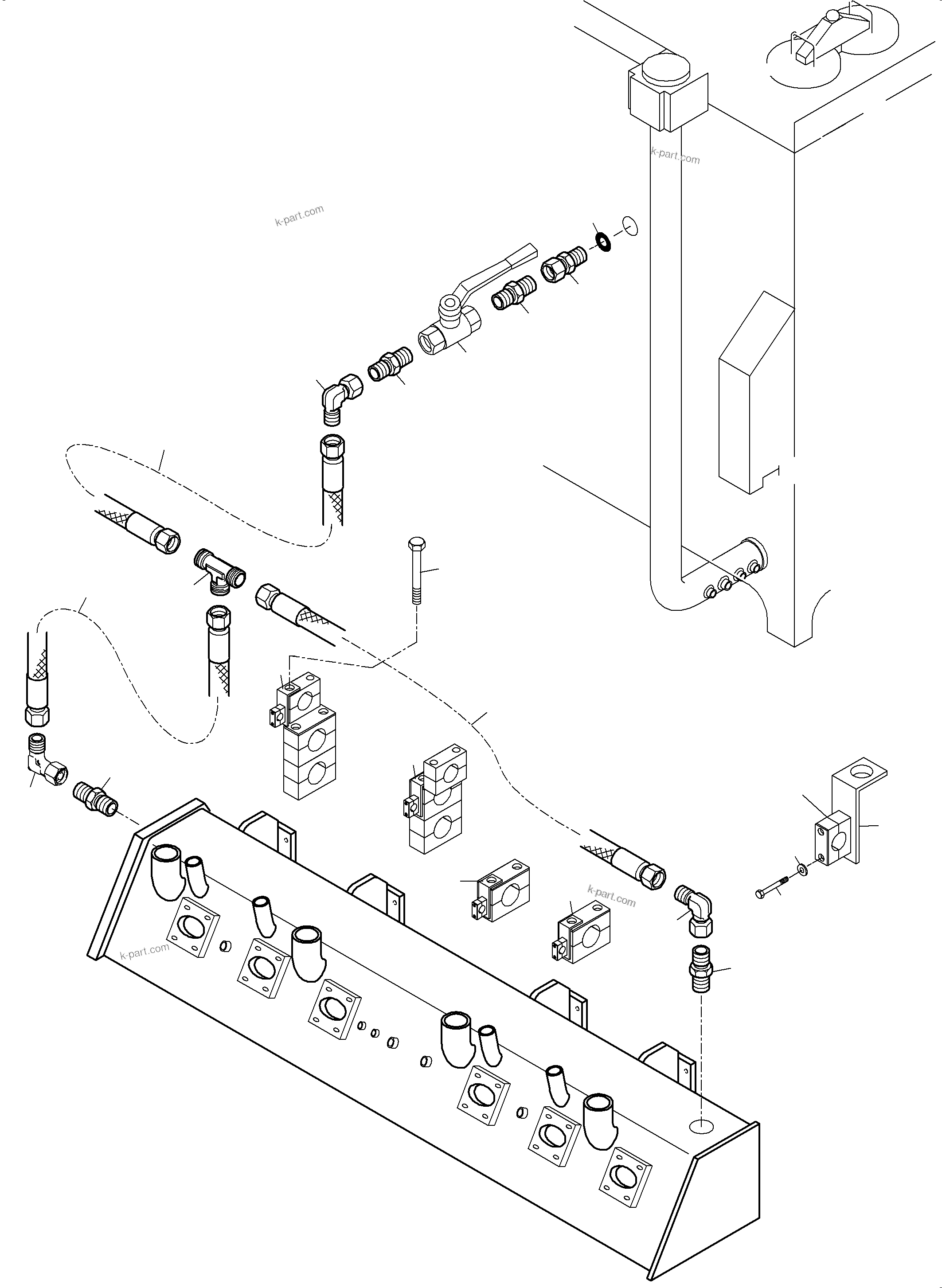 Komatsu parts book diagram for PC5500-6 S/N 15166: SUCTION TANK WITH VENTILATION