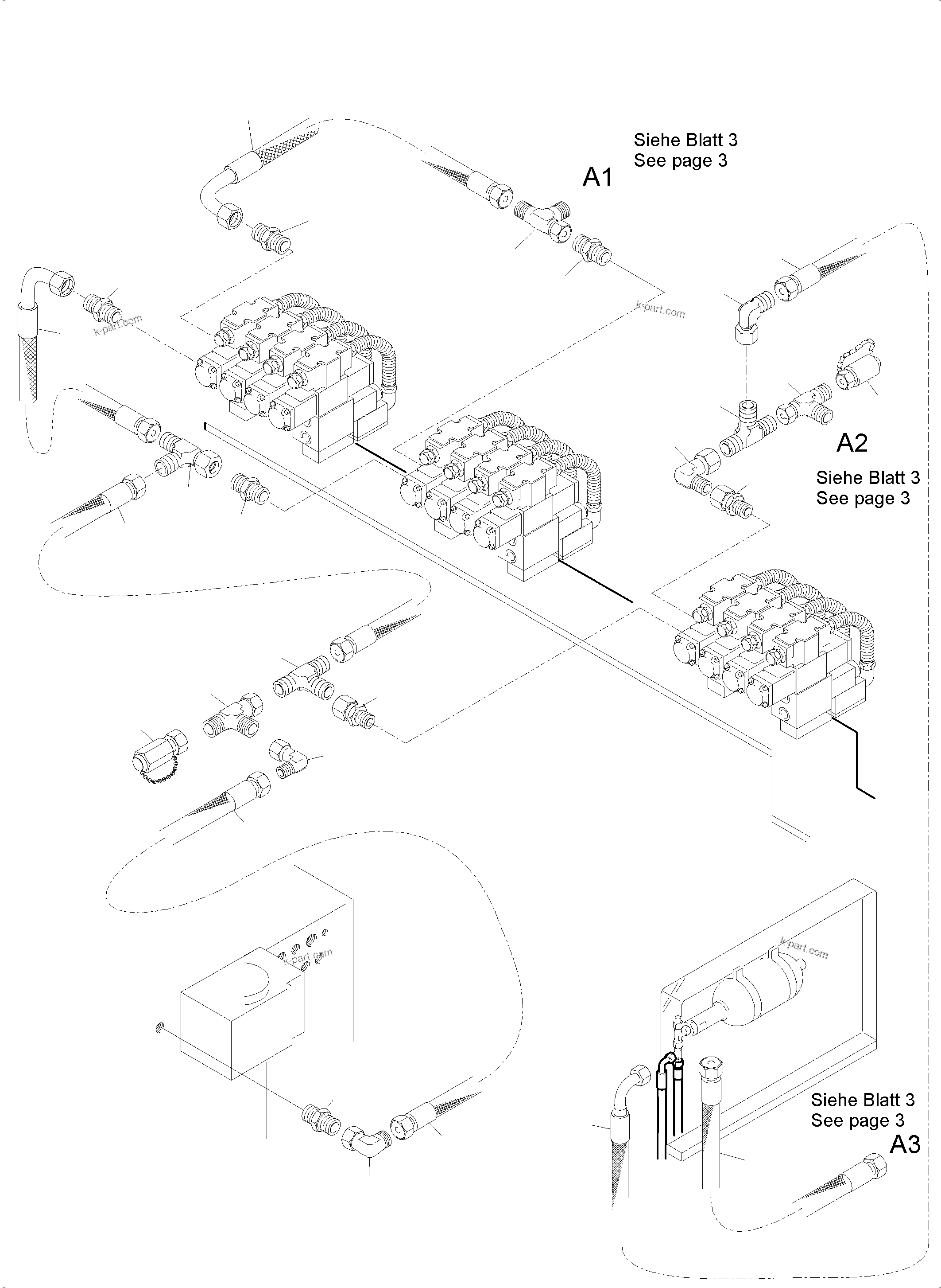 Komatsu parts book diagram for PC5500-6 S/N 15166: REMOTE CONTROL MANIFOLD, MOUNTING