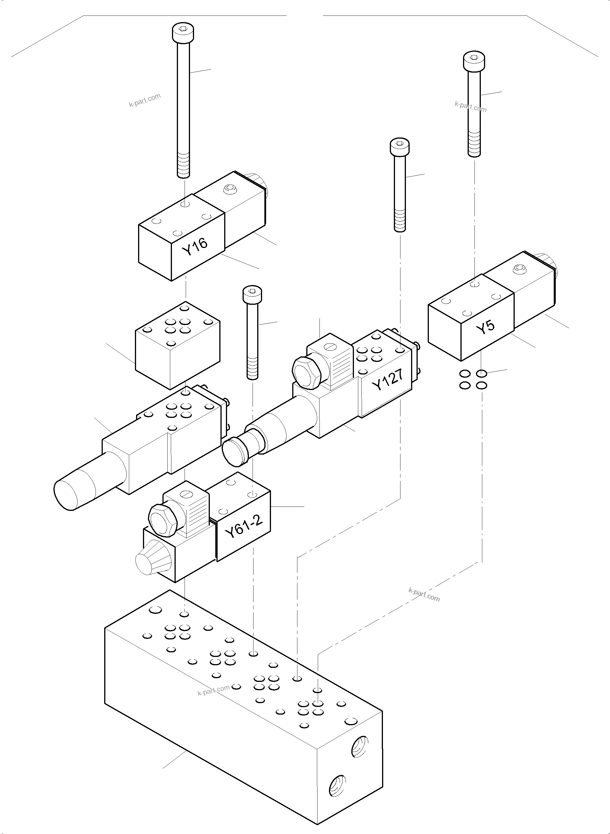 Komatsu parts book diagram for PC5500-6 S/N 15166: MULTI-STATION MANIFOLD BLOCK