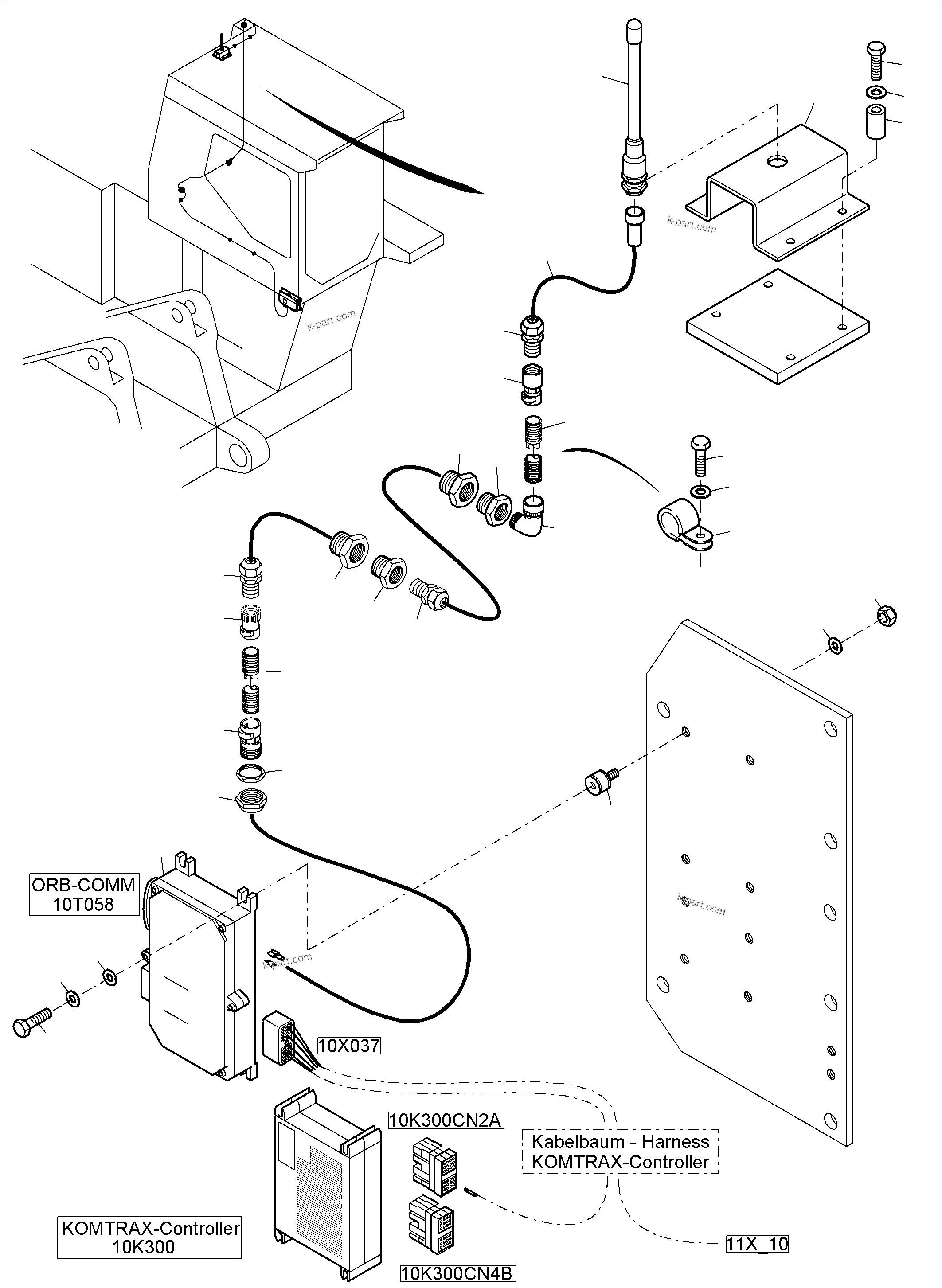 Komatsu parts book diagram for PC5500-6 S/N 15166: ORBCOMM - GPS - OPTIONAL ARRANGEMENT