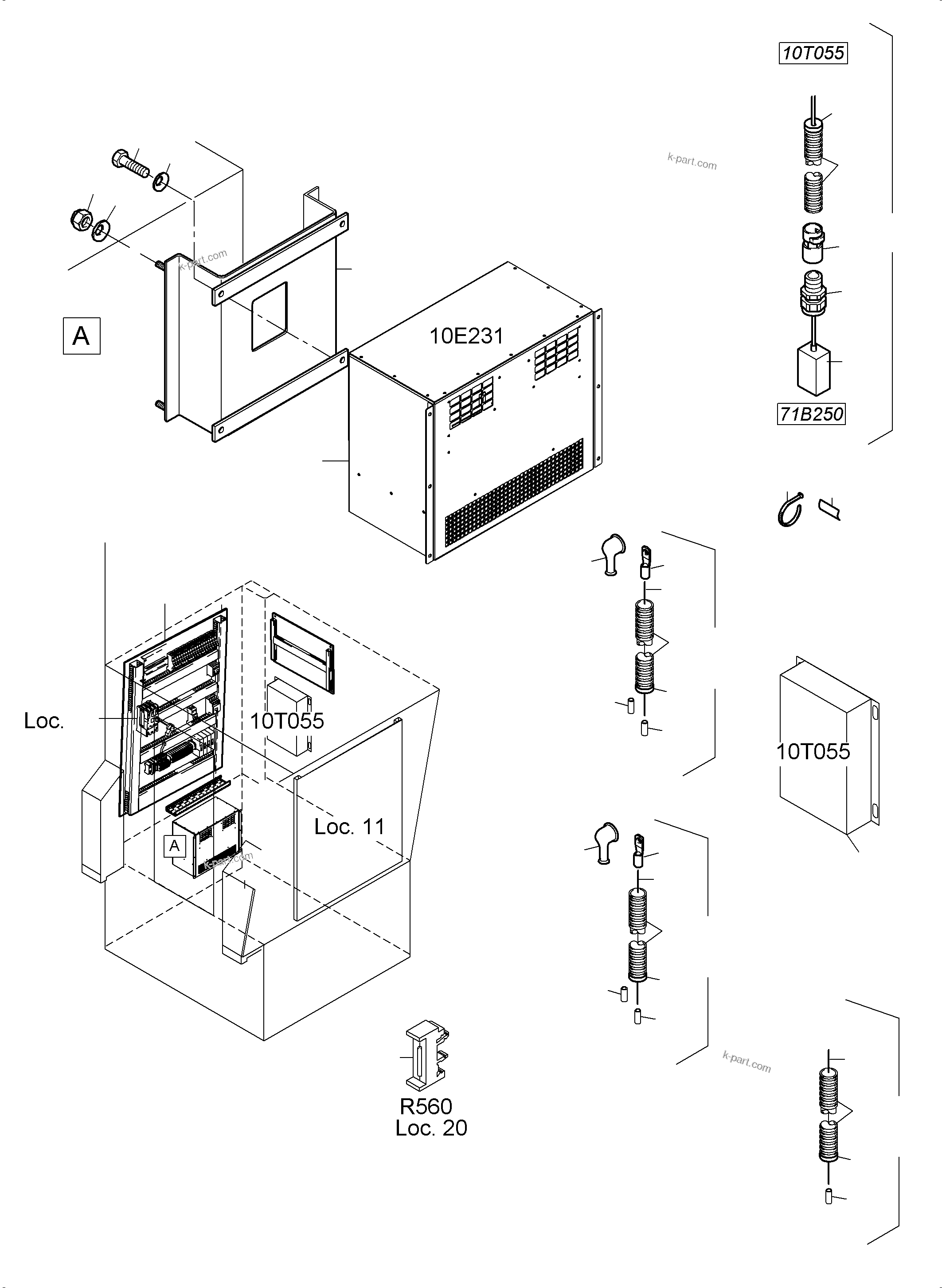 Komatsu parts book diagram for PC5500-6 S/N 15166: ELECTRIC PARTS TEMPERATURE CONDITIONING - CAB SUPPORT