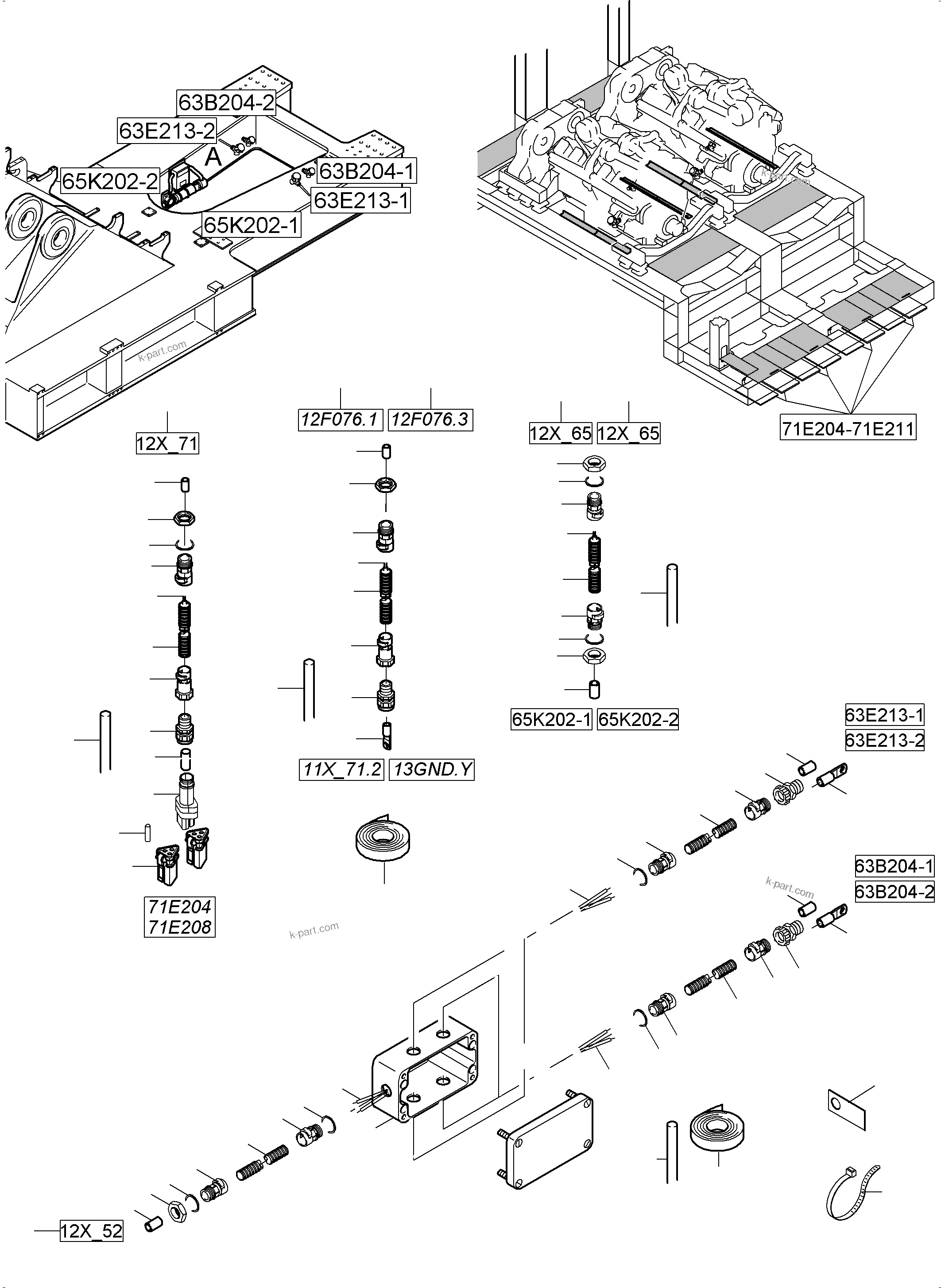 Komatsu parts book diagram for PC5500-6 S/N 15166: CABLES-TEMPERATURE CONDITIONING