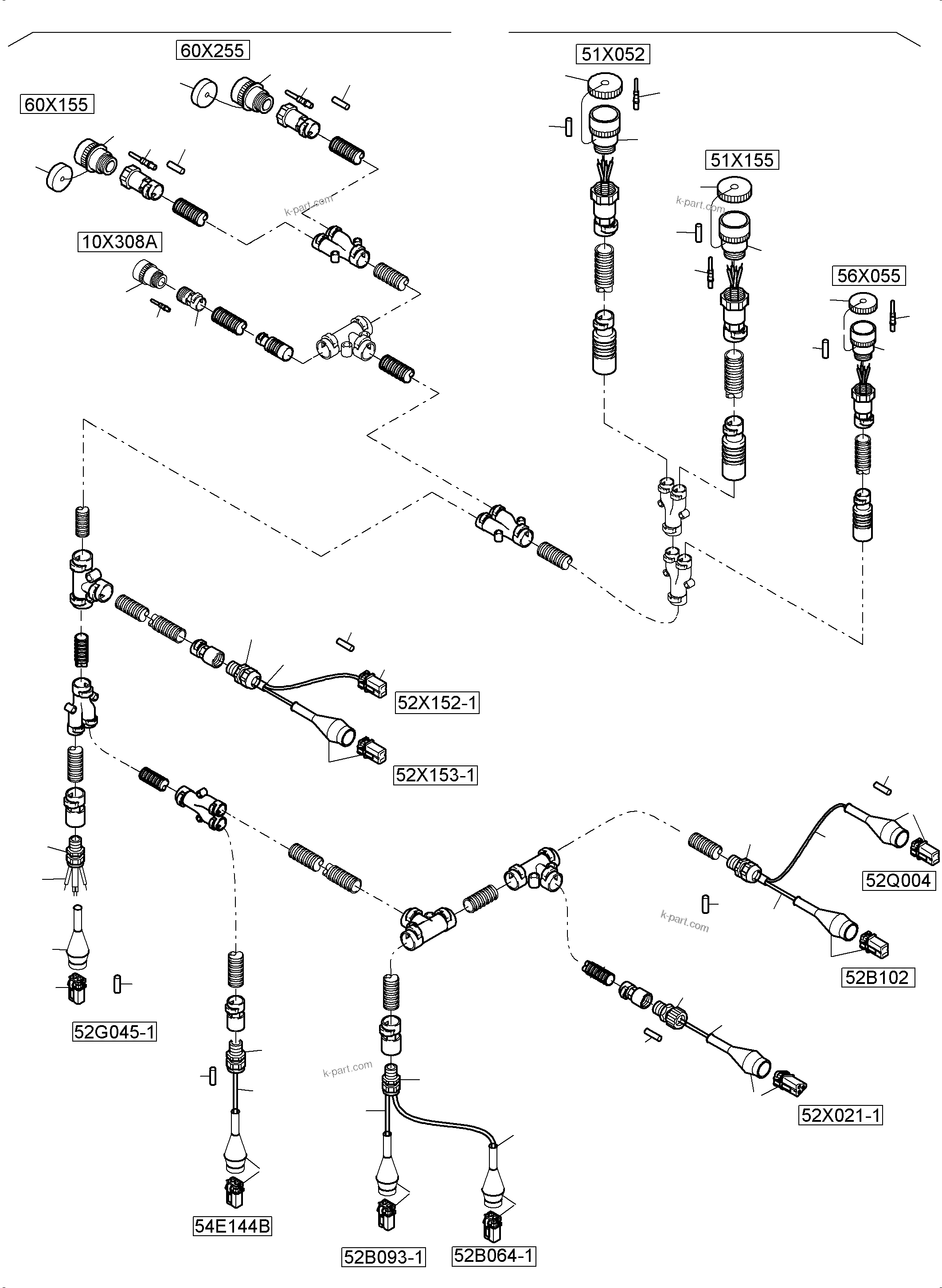 Komatsu parts book diagram for PC5500-6 S/N 15166: CABLES - ENGINE AND TRANSMITTER
