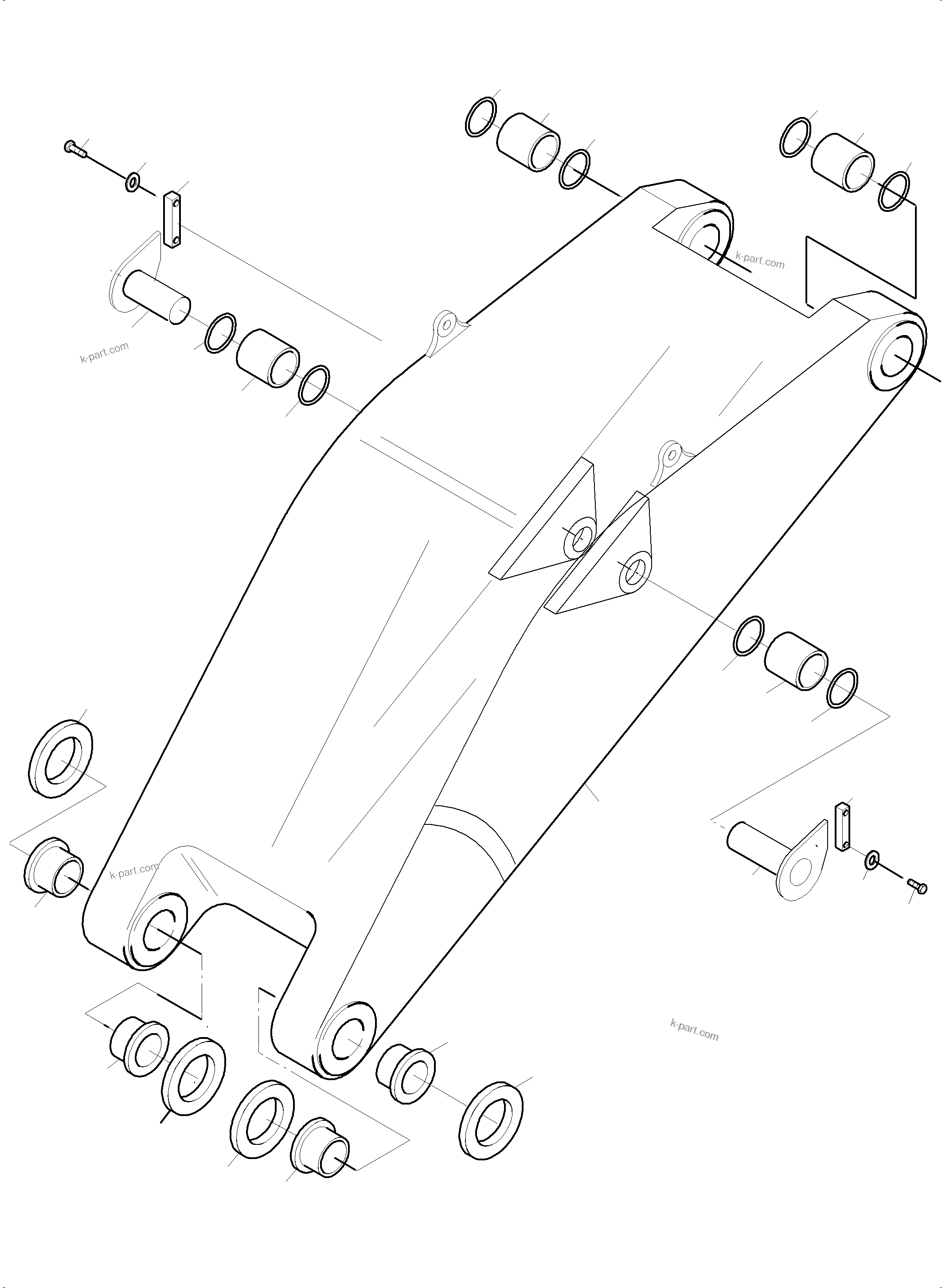 Komatsu parts book diagram for PC5500-6 S/N 15166: BULLCLAM BUCKET STICK 5,6M