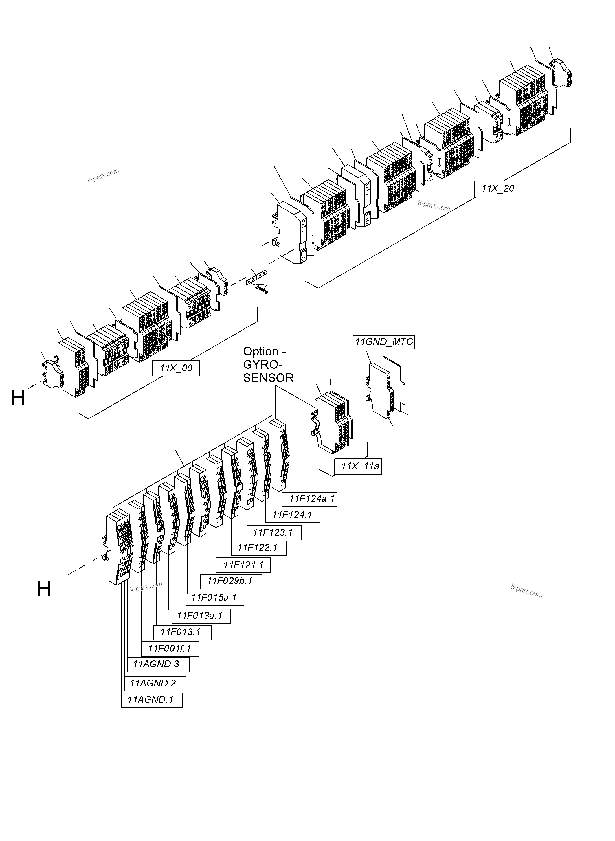 Komatsu parts book diagram for PC5500-6 S/N 15166: SWITCH FRAMING LOCATION 11