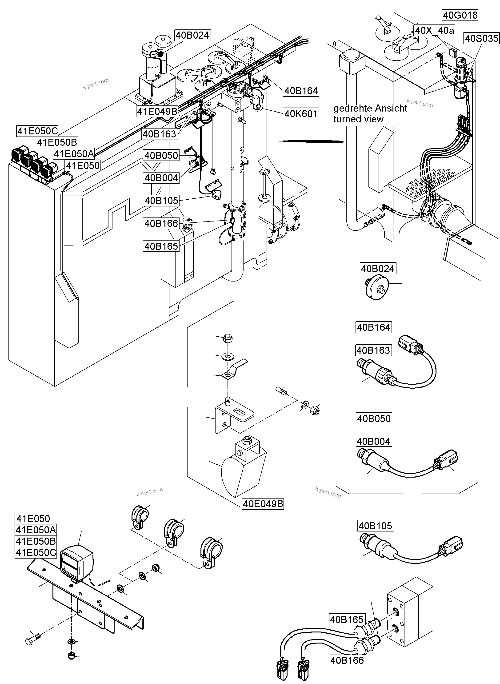 Komatsu parts book diagram for PC5500-6 S/N 15166: OIL TANK, OIL COOLER AND TRANSFUSING PUMP - ELECTRIC PARTS