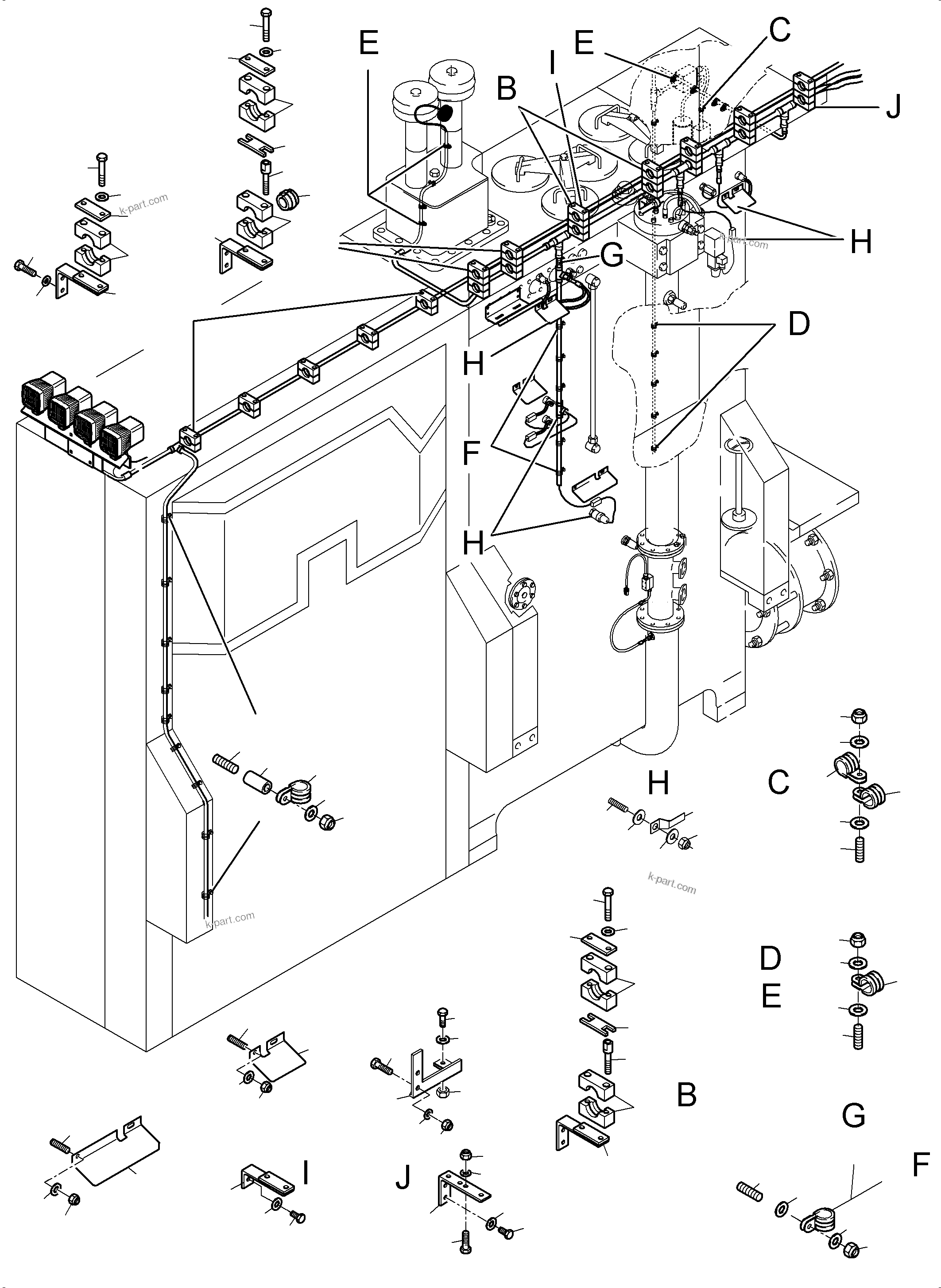 Komatsu parts book diagram for PC5500-6 S/N 15166: OIL TANK, OIL COOLER AND TRANSFUSING PUMP - ELECTRIC PARTS