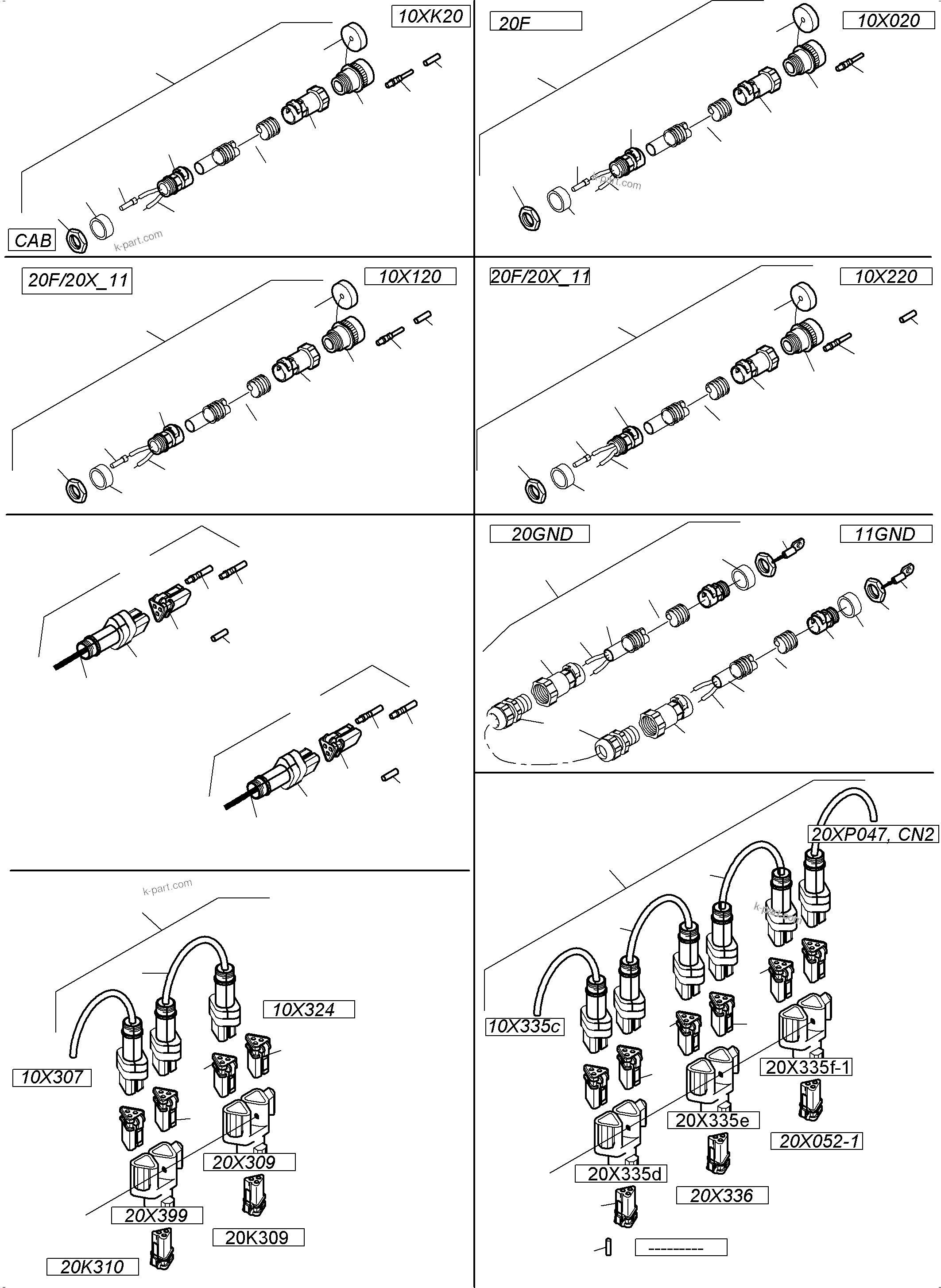 Komatsu parts book diagram for PC5500-6 S/N 15166: CABIN SUPPORT AND INTERMEDIATE LANDING HARNESSES