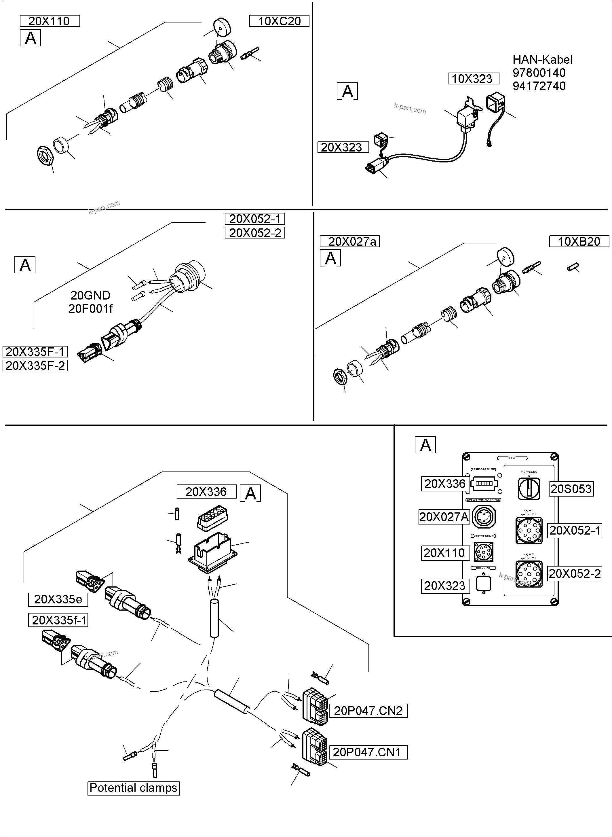Komatsu parts book diagram for PC5500-6 S/N 15166: CABIN SUPPORT AND INTERMEDIATE LANDING HARNESSES
