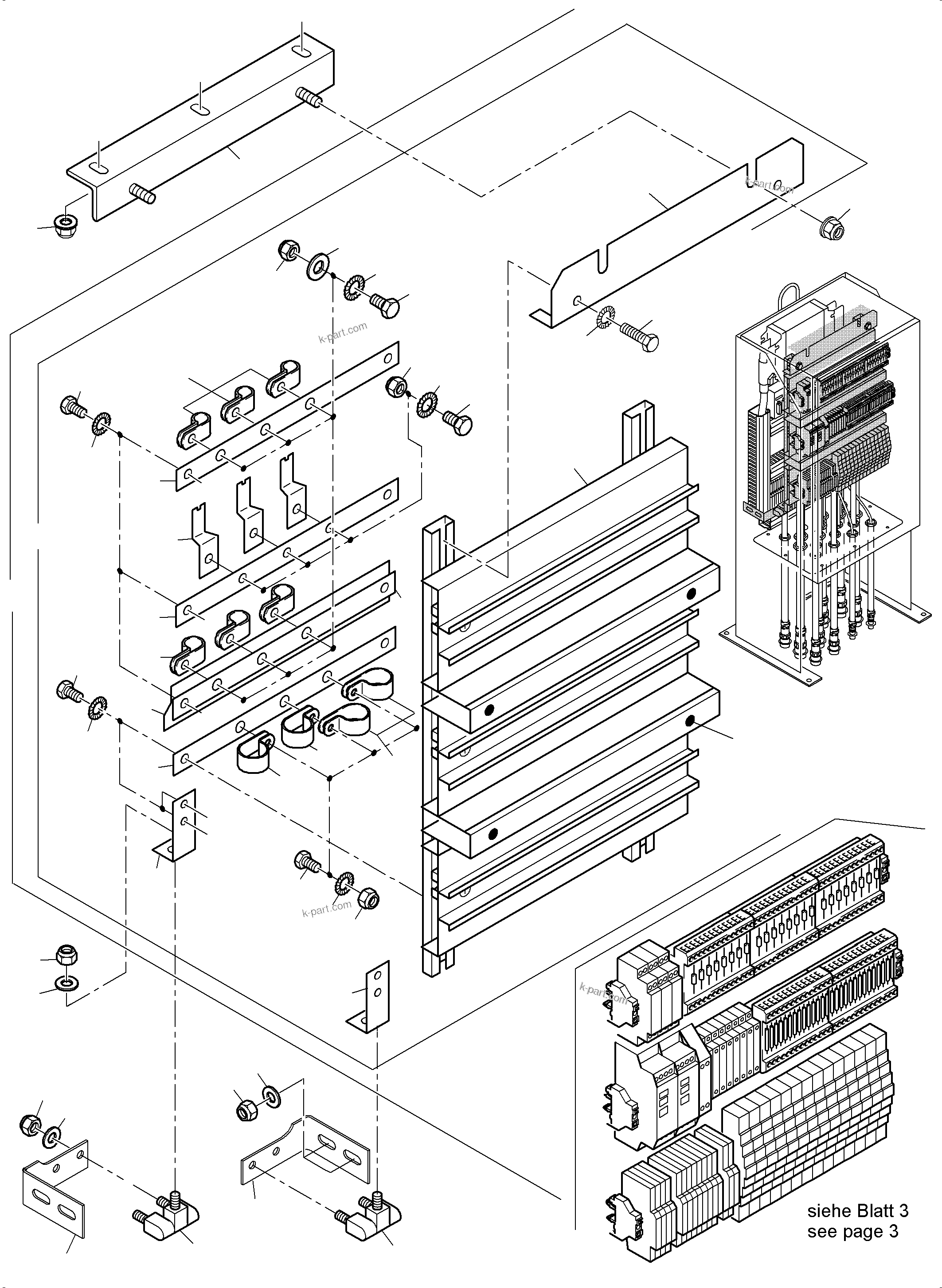 Komatsu parts book diagram for PC5500-6 S/N 15166: SWITCH CABINET LOCATION 51