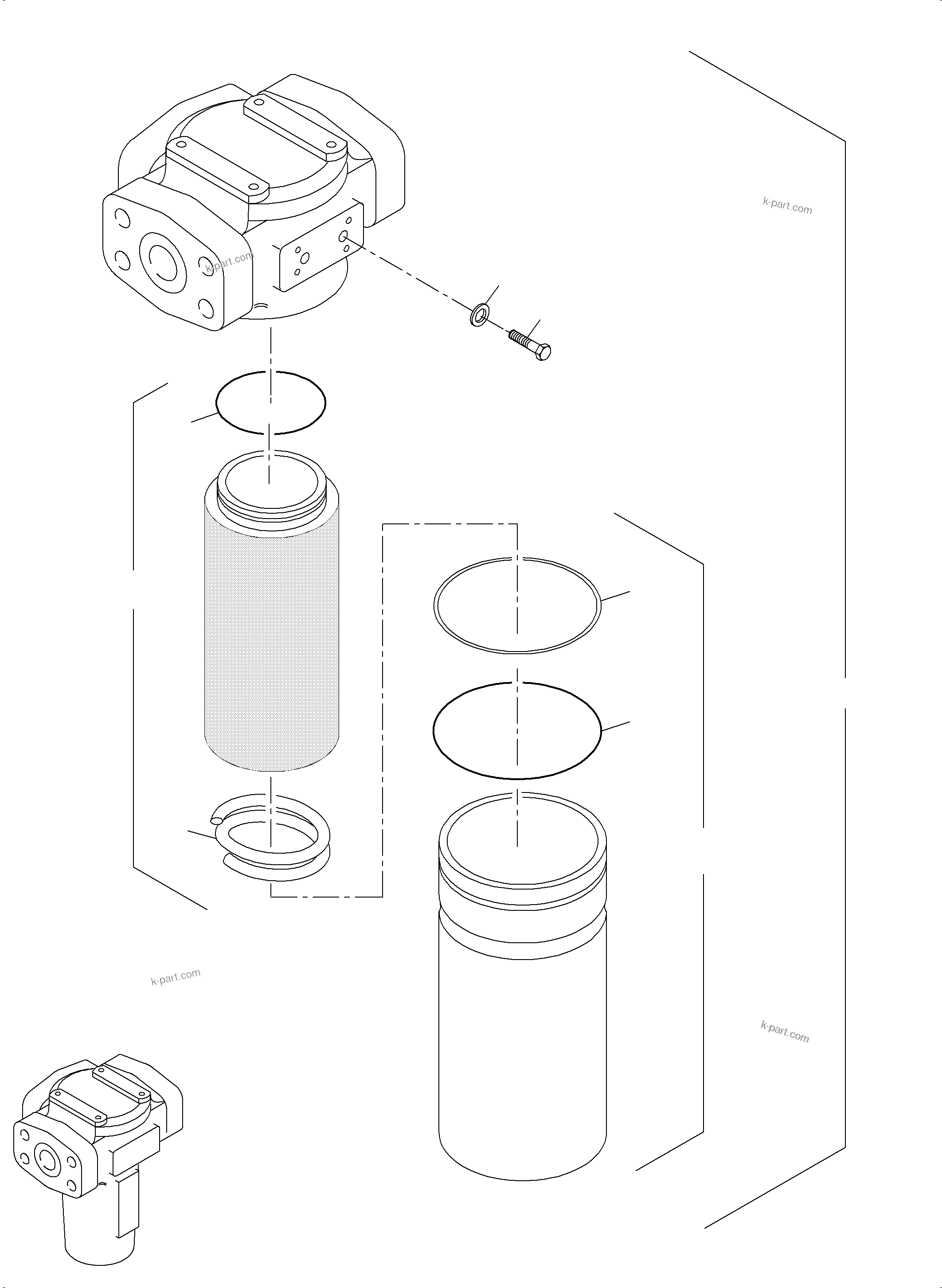 Komatsu parts book diagram for PC 7000-6E 35 003 11.06.2019: H.P. FILTER