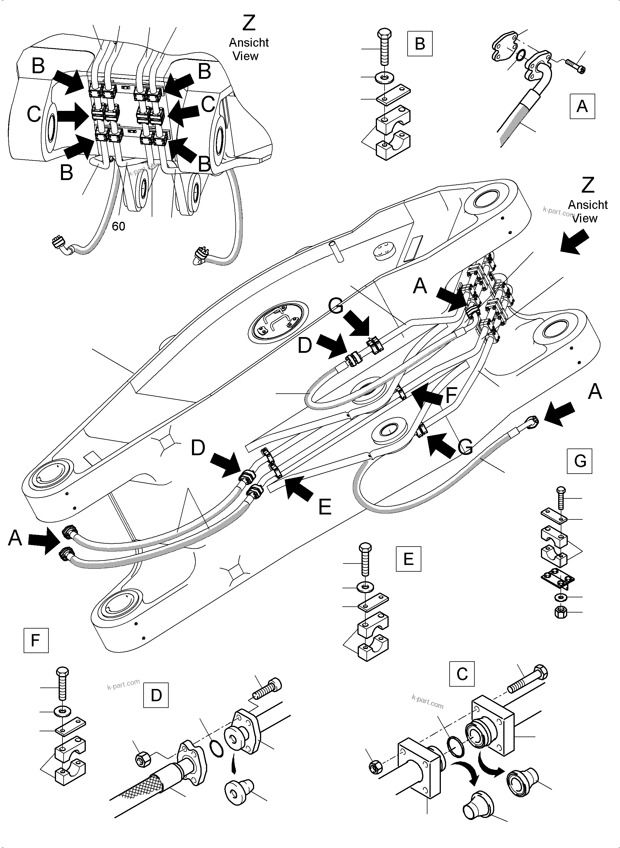 Komatsu parts book diagram for PC 7000-6E 35 003 11.06.2019: STICK 5,5M