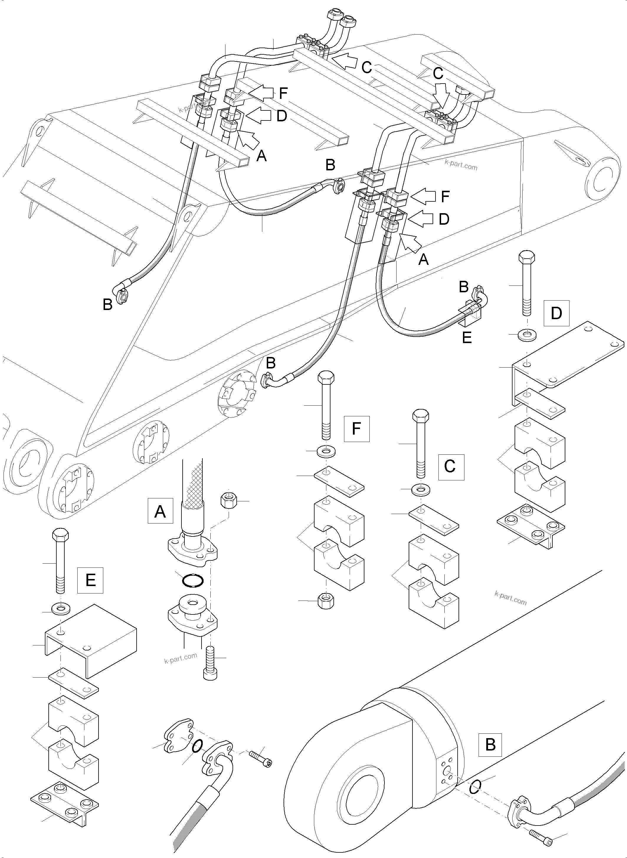 Komatsu parts book diagram for PC 7000-6E 35 003 11.06.2019: BULLCLAM BUCKET BOOM 8,00 M