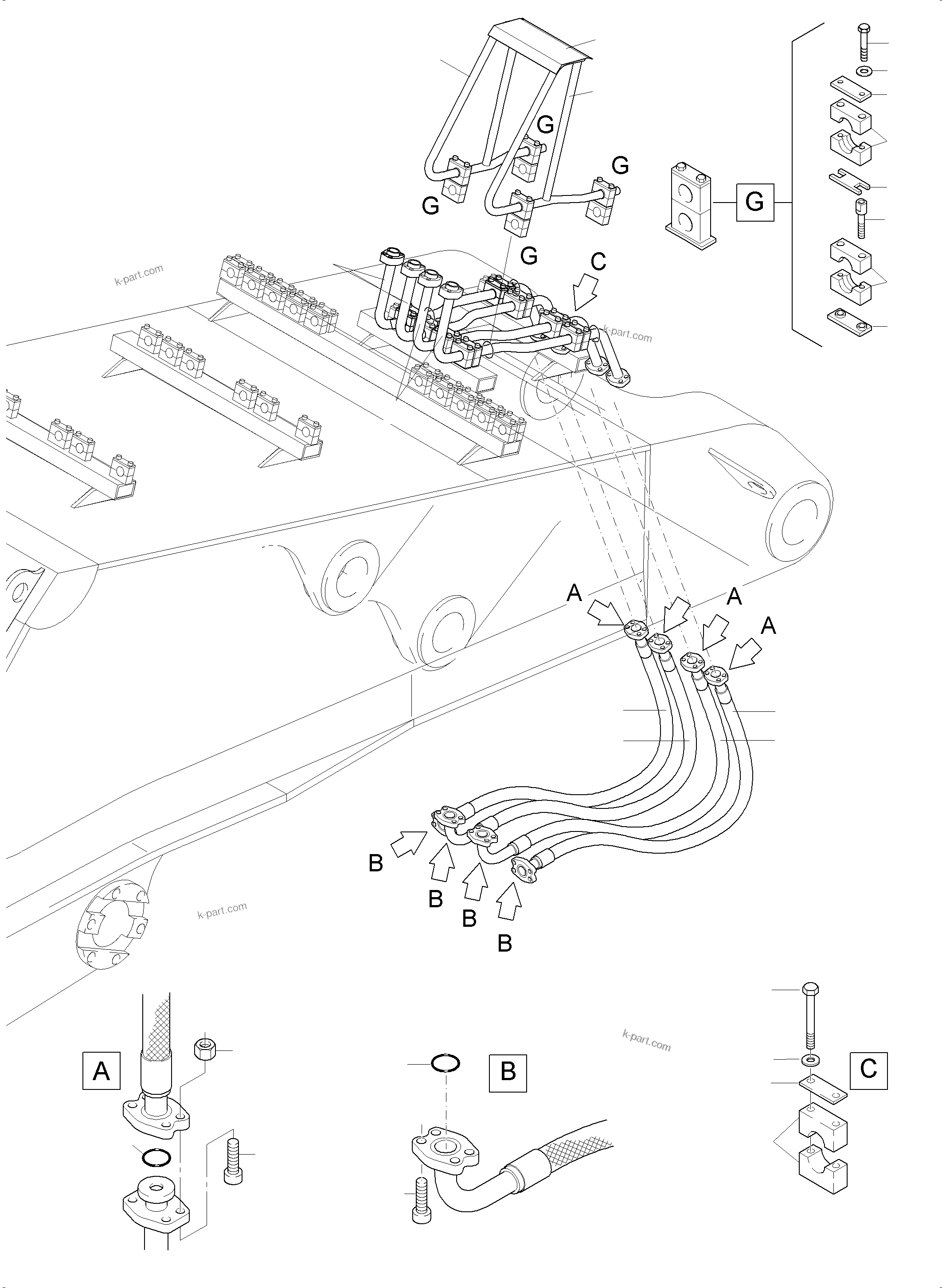 Komatsu parts book diagram for PC 7000-6E 35 003 11.06.2019: BULLCLAM BUCKET BOOM 8,00 M