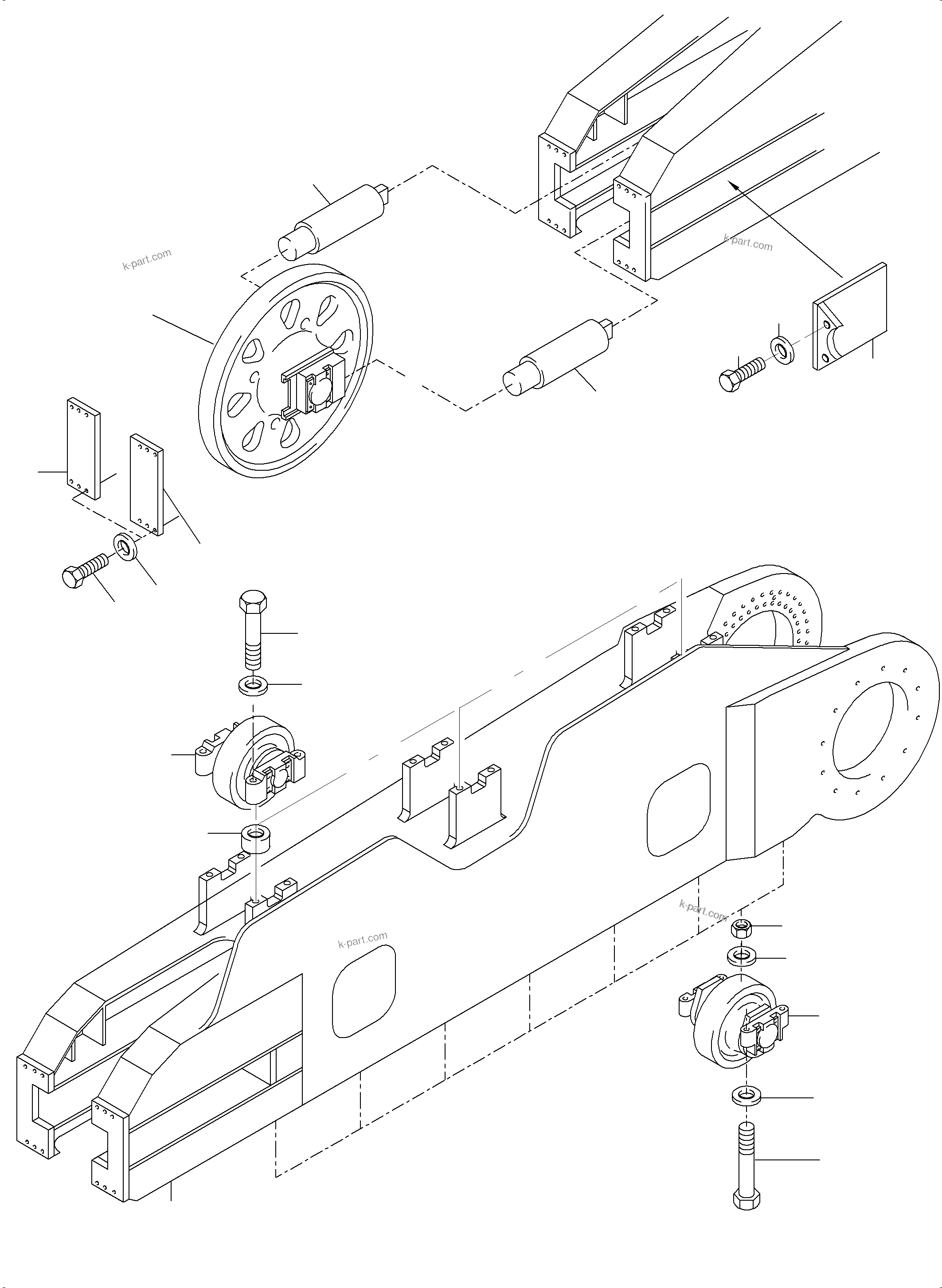 Komatsu parts book diagram for PC 7000-6E 35 003 11.06.2019: TRACK GROUP - IDLER PROTECTION NT/TT