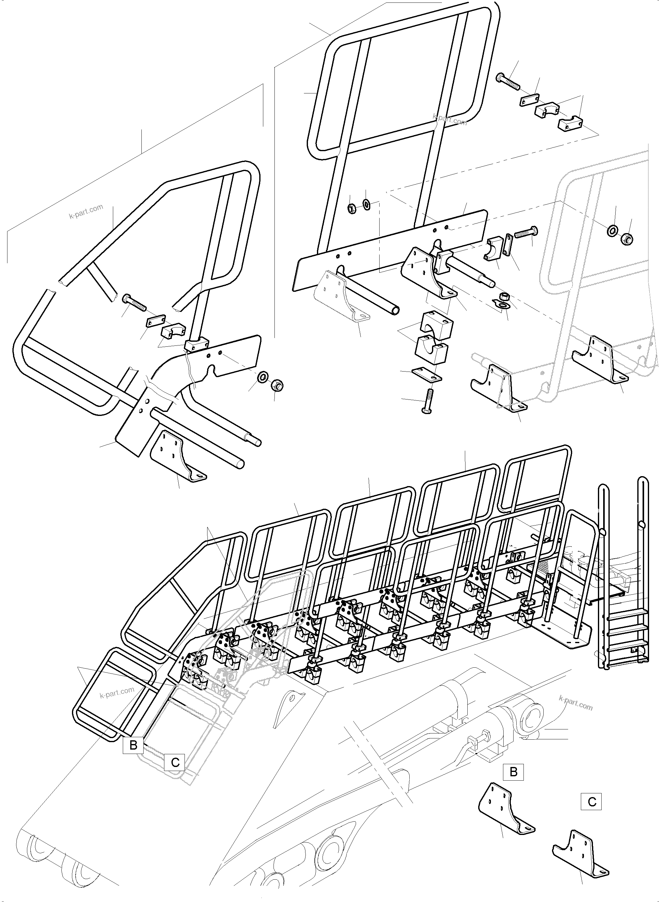 Komatsu parts book diagram for PC 7000-6E 35 003 11.06.2019: BOOM - CATWALK FS