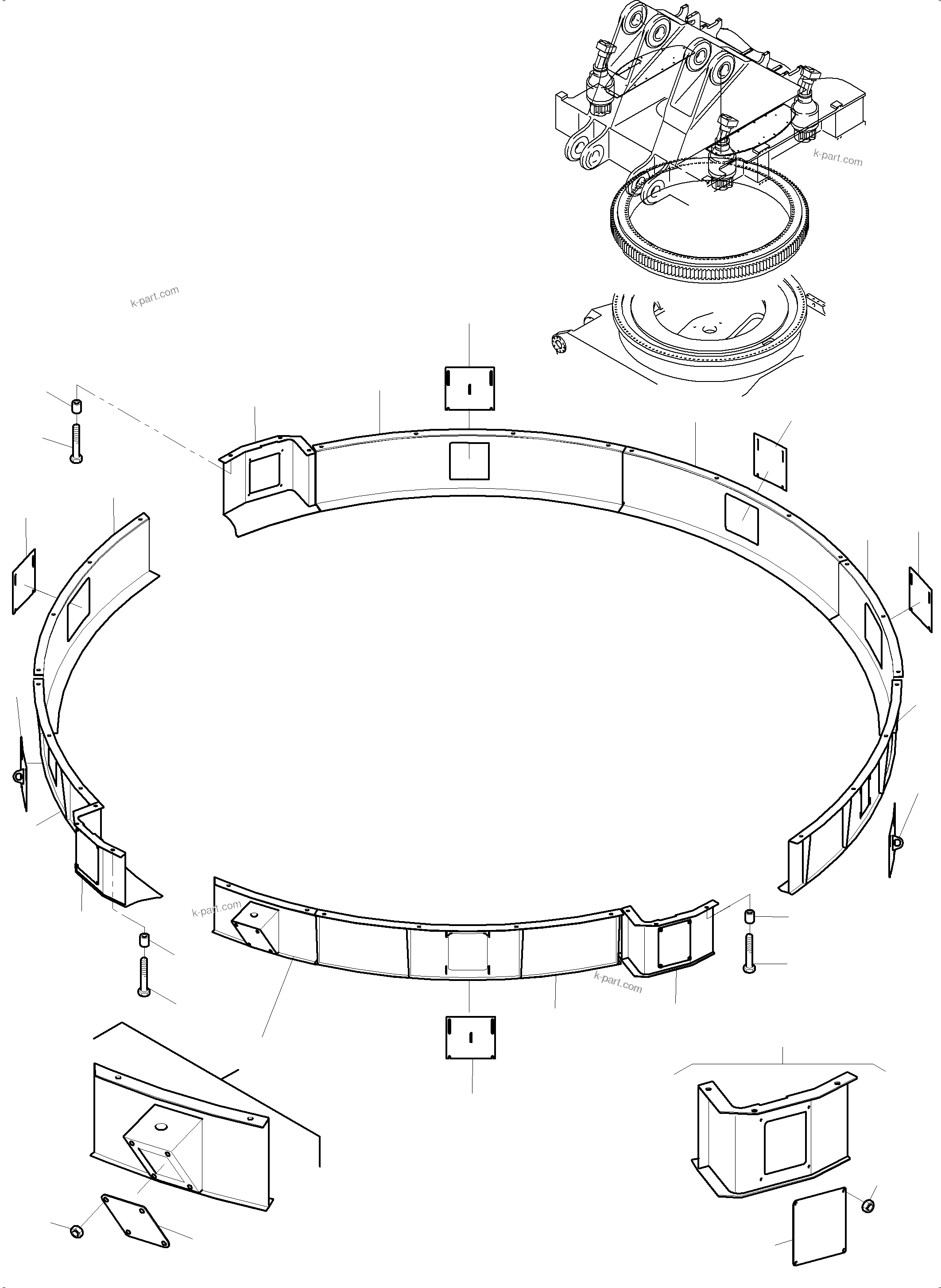 Komatsu parts book diagram for PC 7000-6E 35 003 11.06.2019: SLEW RING PROTECTION