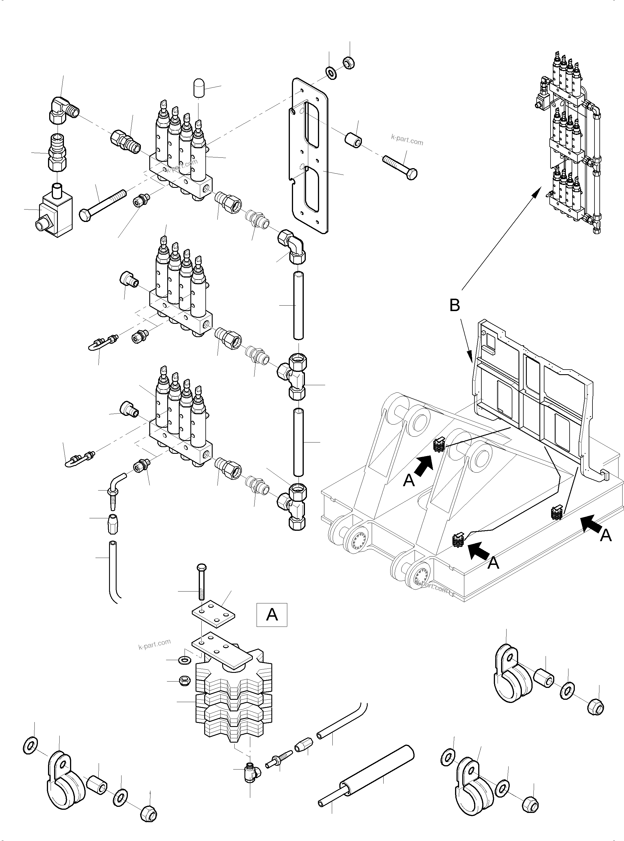 Komatsu parts book diagram for PC 7000-6E 35 003 11.06.2019: PINION LUBE LINES