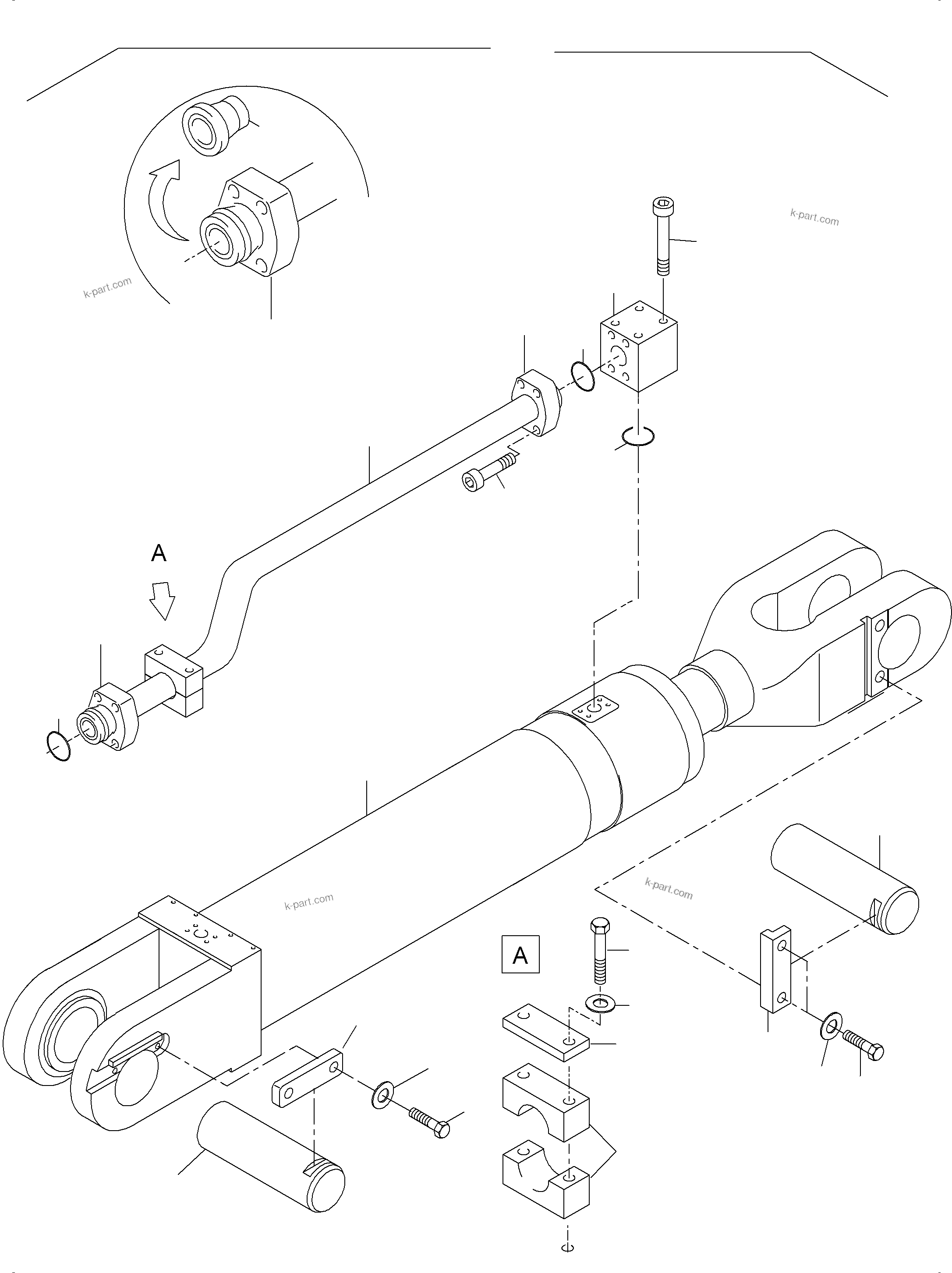 Komatsu parts book diagram for PC 7000-6E 35 003 11.06.2019: STICK CYLINDER WITH PIPING R.H AND L.H