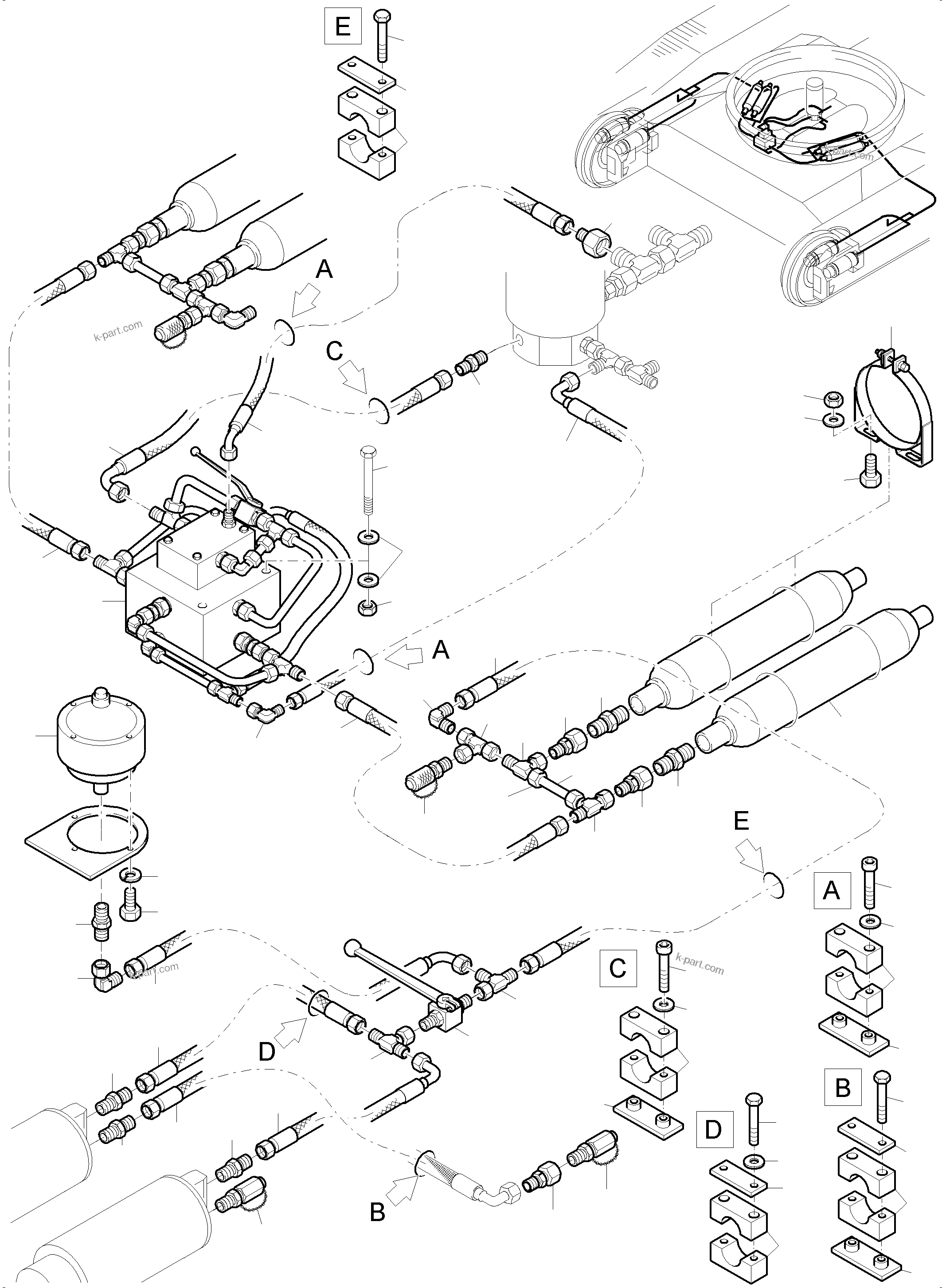 Komatsu parts book diagram for PC 7000-6E 35 003 11.06.2019: HYDR. TRACK ADJUSTING
