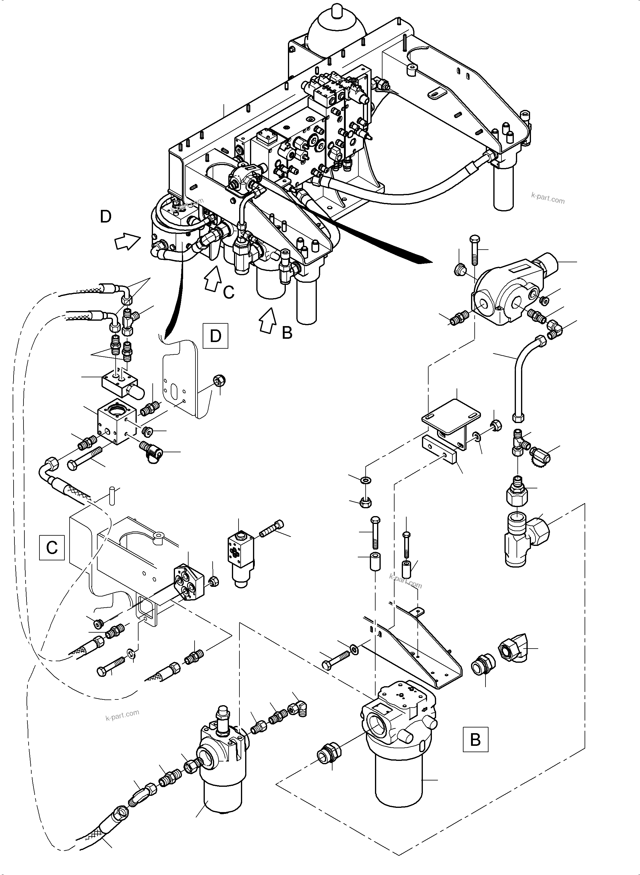 Komatsu parts book diagram for PC 7000-6E 35 003 11.06.2019: FILTER- AND CONTROL PLATE REAR