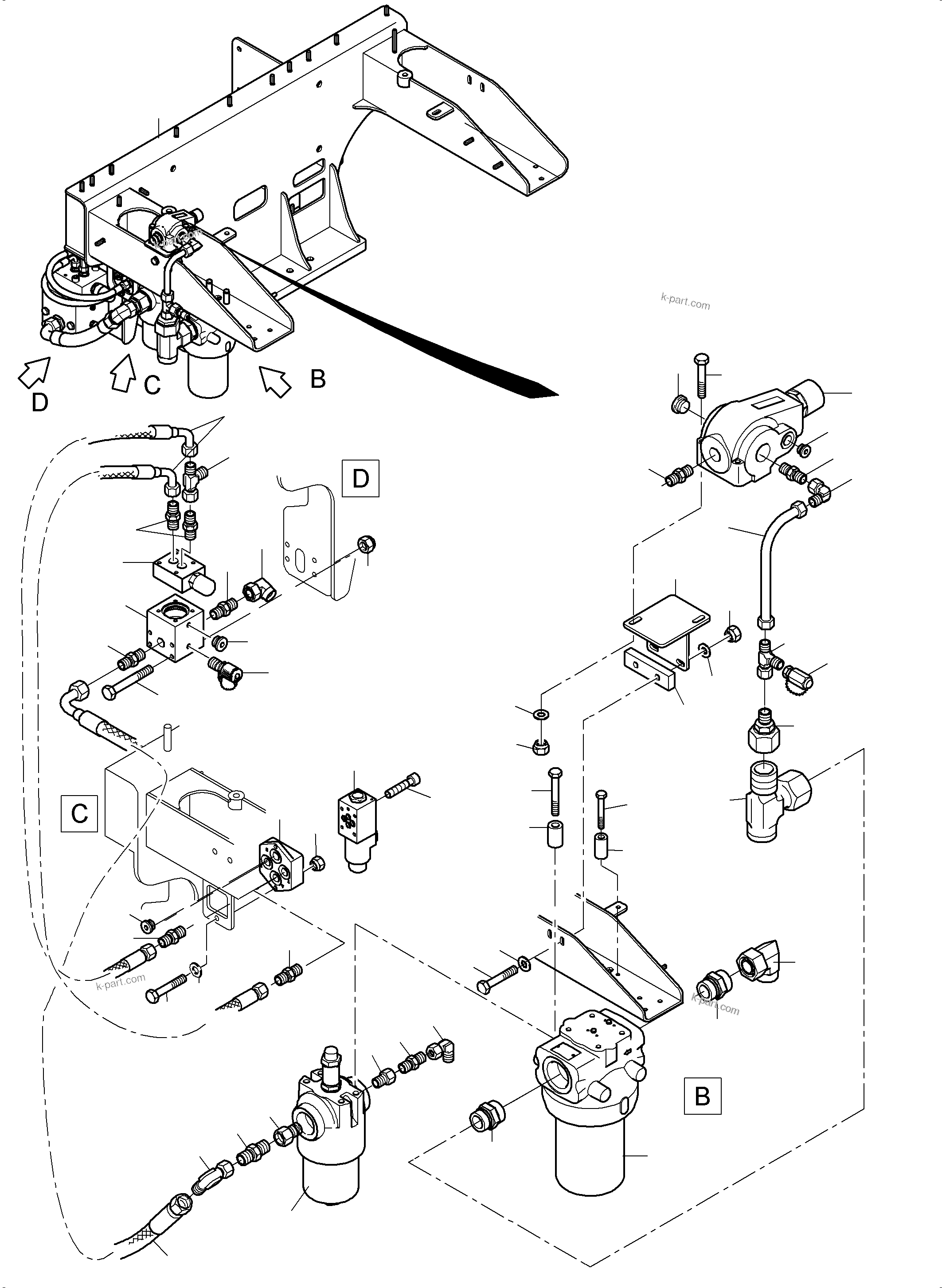 Komatsu parts book diagram for PC 7000-6E 35 003 11.06.2019: FILTER- AND CONTROL PLATE FRONT