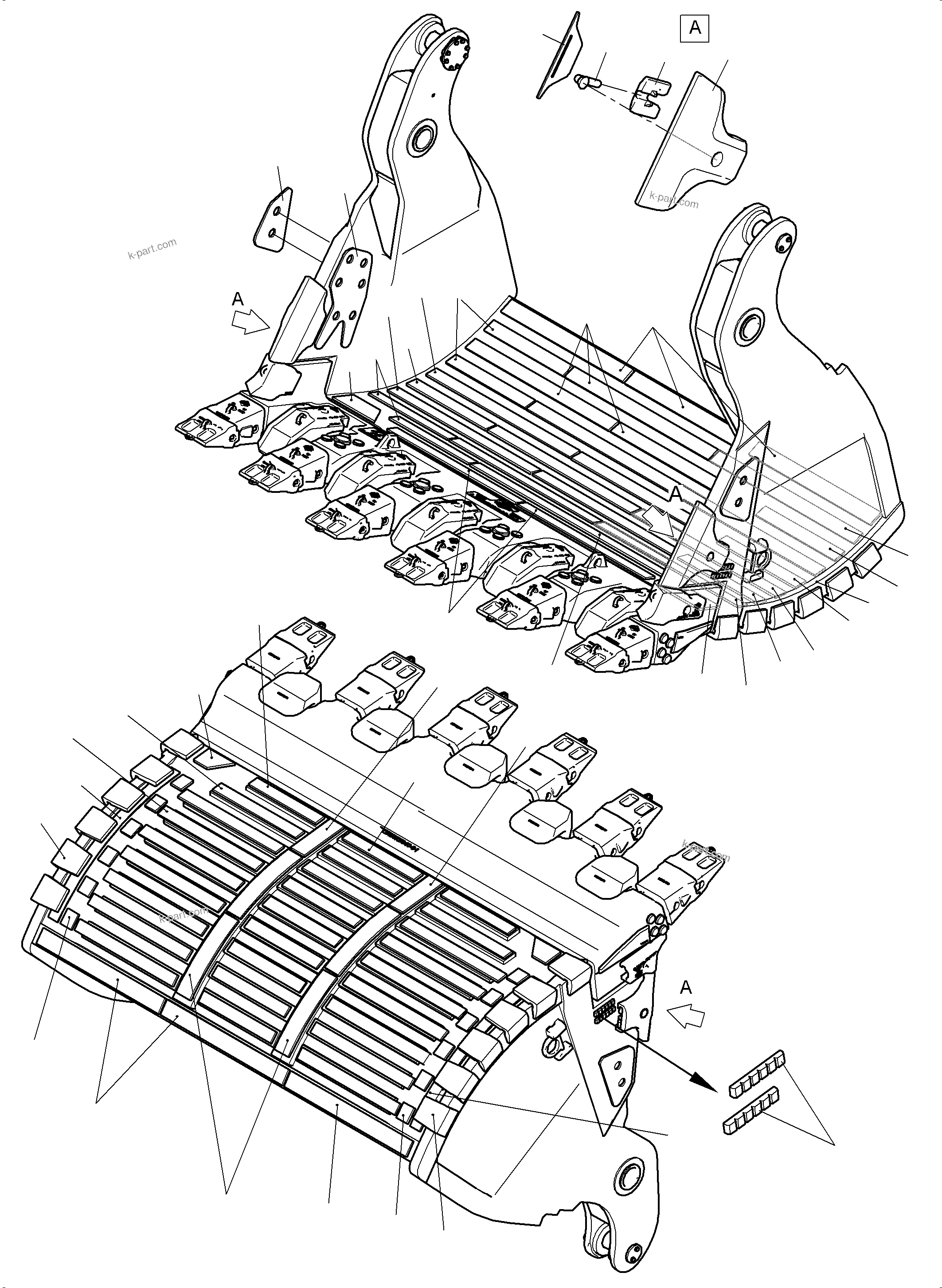 Komatsu parts book diagram for PC 7000-6E 35 003 11.06.2019: WEAR PARTS  BULLCLAM 36CBM STANDARD