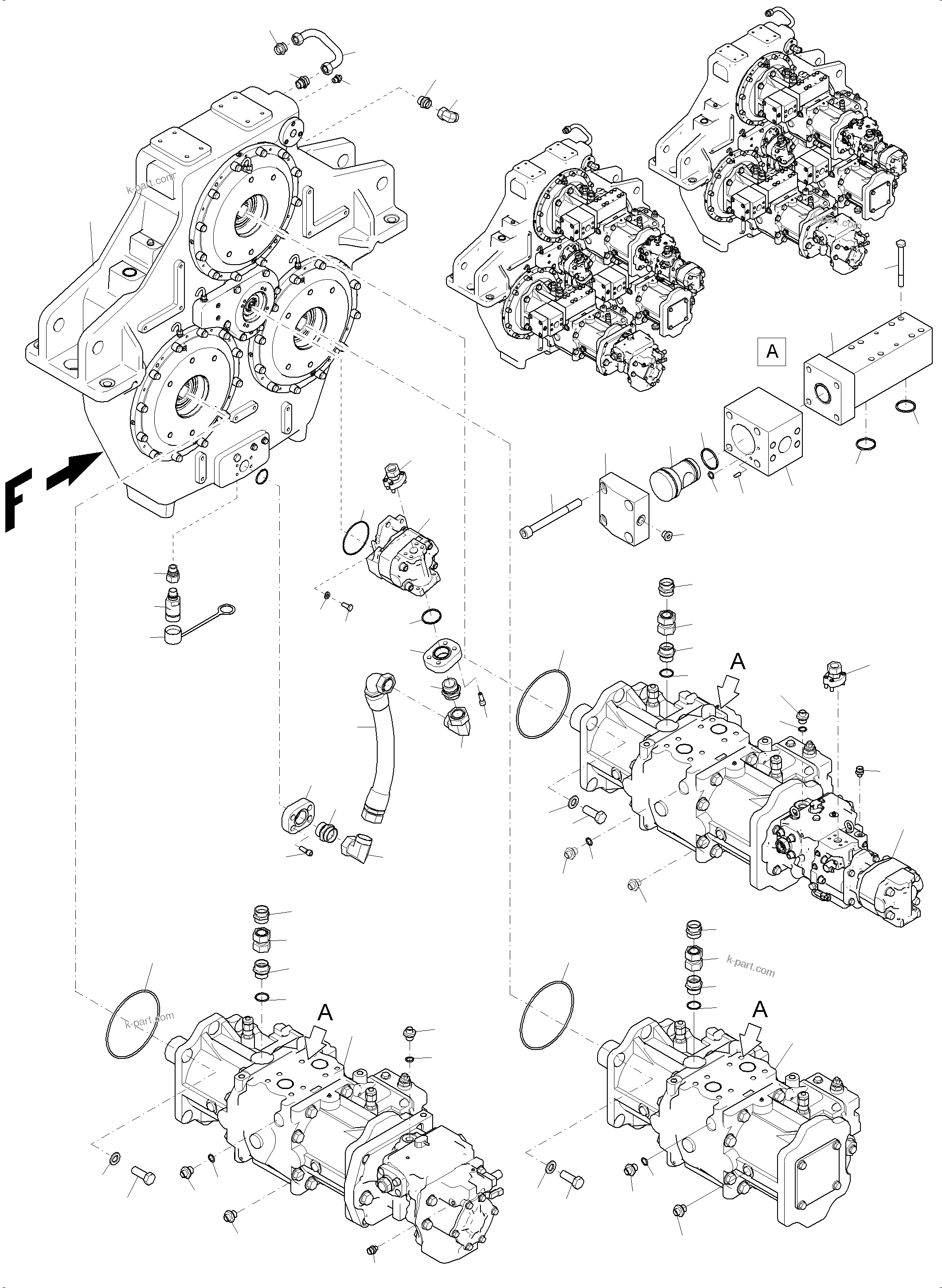Komatsu parts book diagram for PC 7000-6E 35 003 11.06.2019: PUMP ARRANGEMENT
