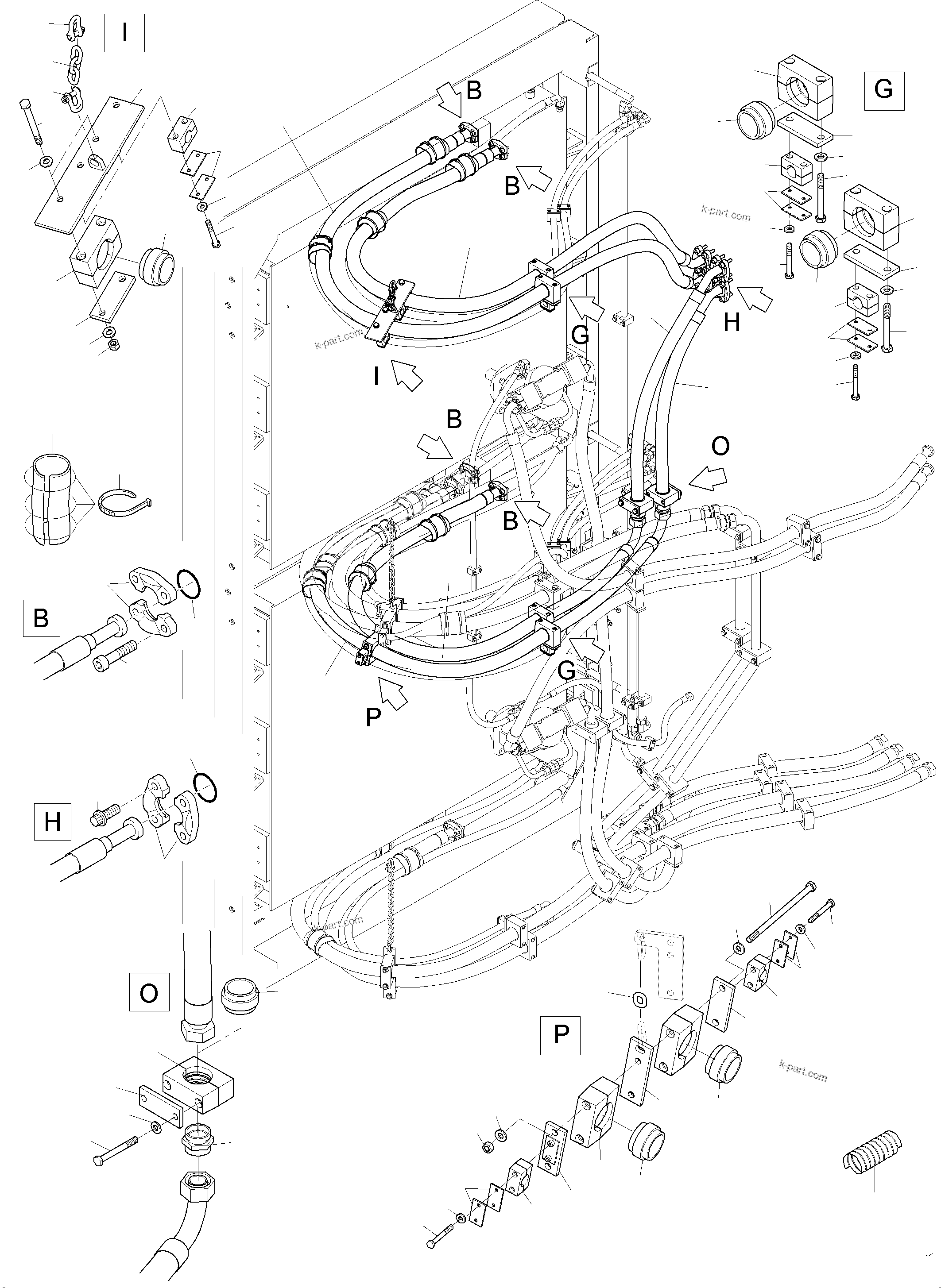 Komatsu parts book diagram for PC 7000-6E 35 003 11.06.2019: OIL COOLER - HOSE ASSY.