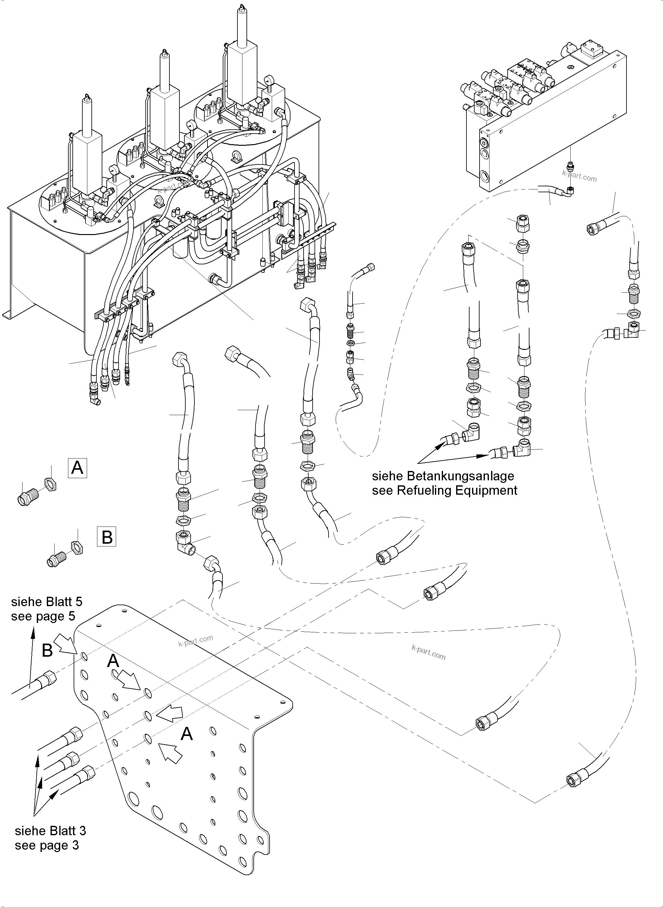 Komatsu parts book diagram for PC 7000-6E 35 003 11.06.2019: LINES LUBE STATION ARR.