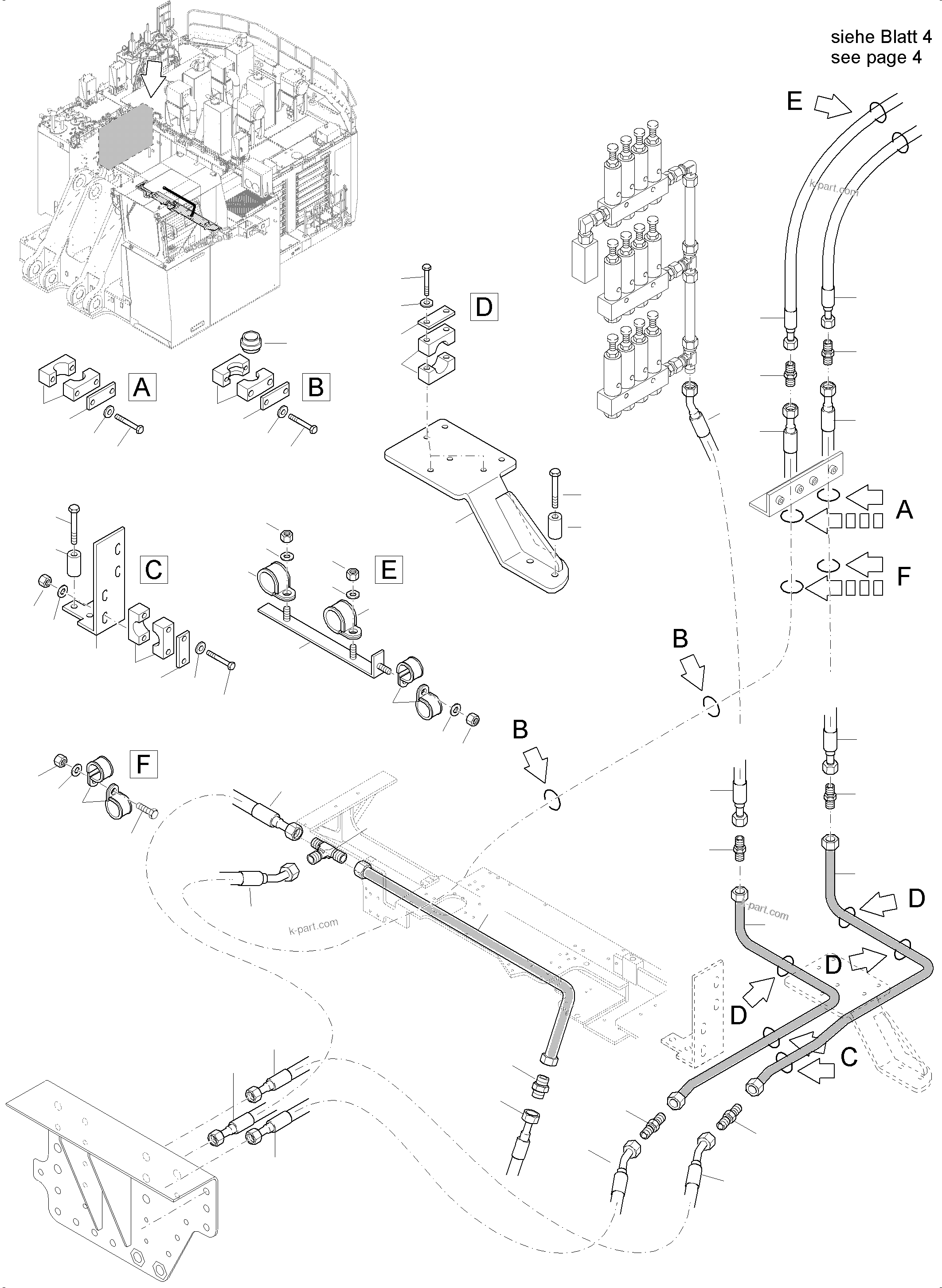 Komatsu parts book diagram for PC 7000-6E 35 003 11.06.2019: LINES LUBE STATION ARR.