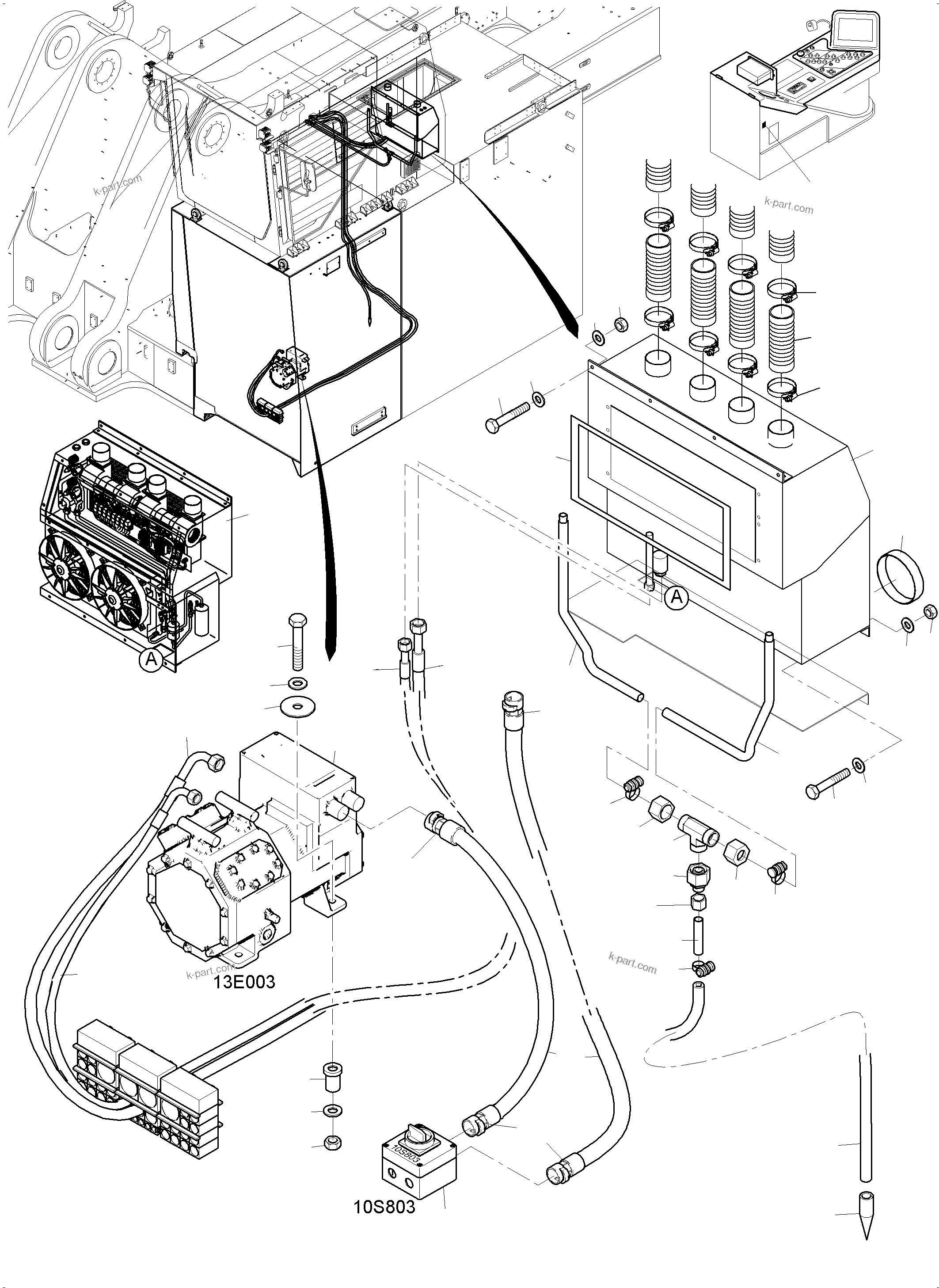 Komatsu parts book diagram for PC 7000-6E 35 003 11.06.2019: AIR CONDITION ARR.