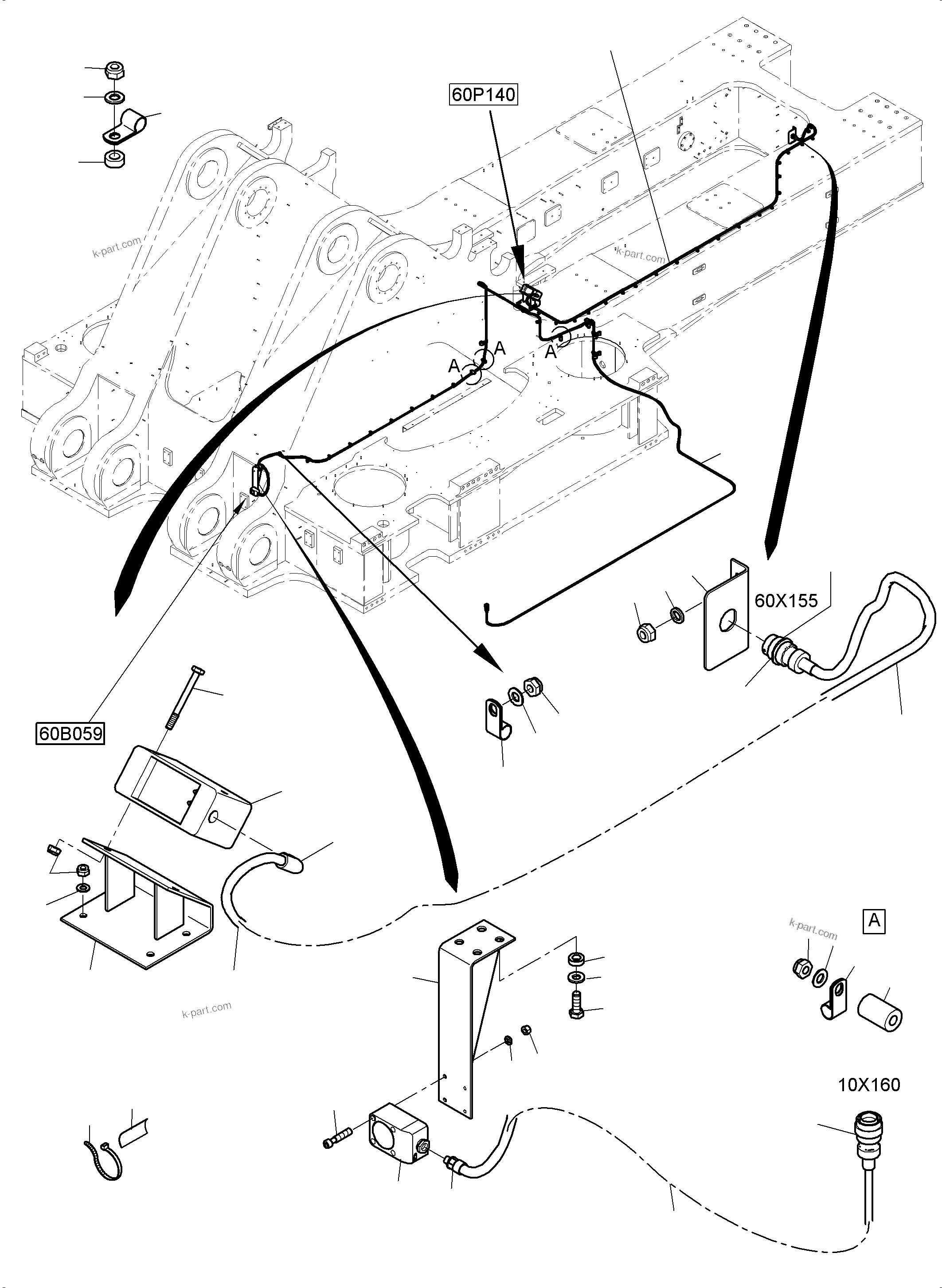 Komatsu parts book diagram for PC 7000-6E 35 003 11.06.2019: MOVEMENT SIGNAL ARR. AND ANGLE OF ROTATION WARNING