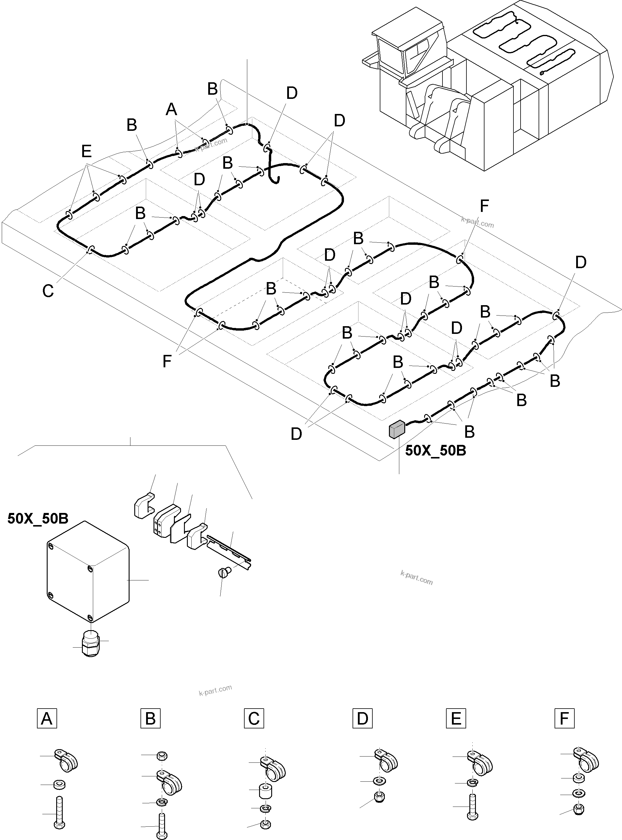 Komatsu parts book diagram for PC 7000-6E 35 003 11.06.2019: ACTUATING SYSTEM, HAND OPERATED