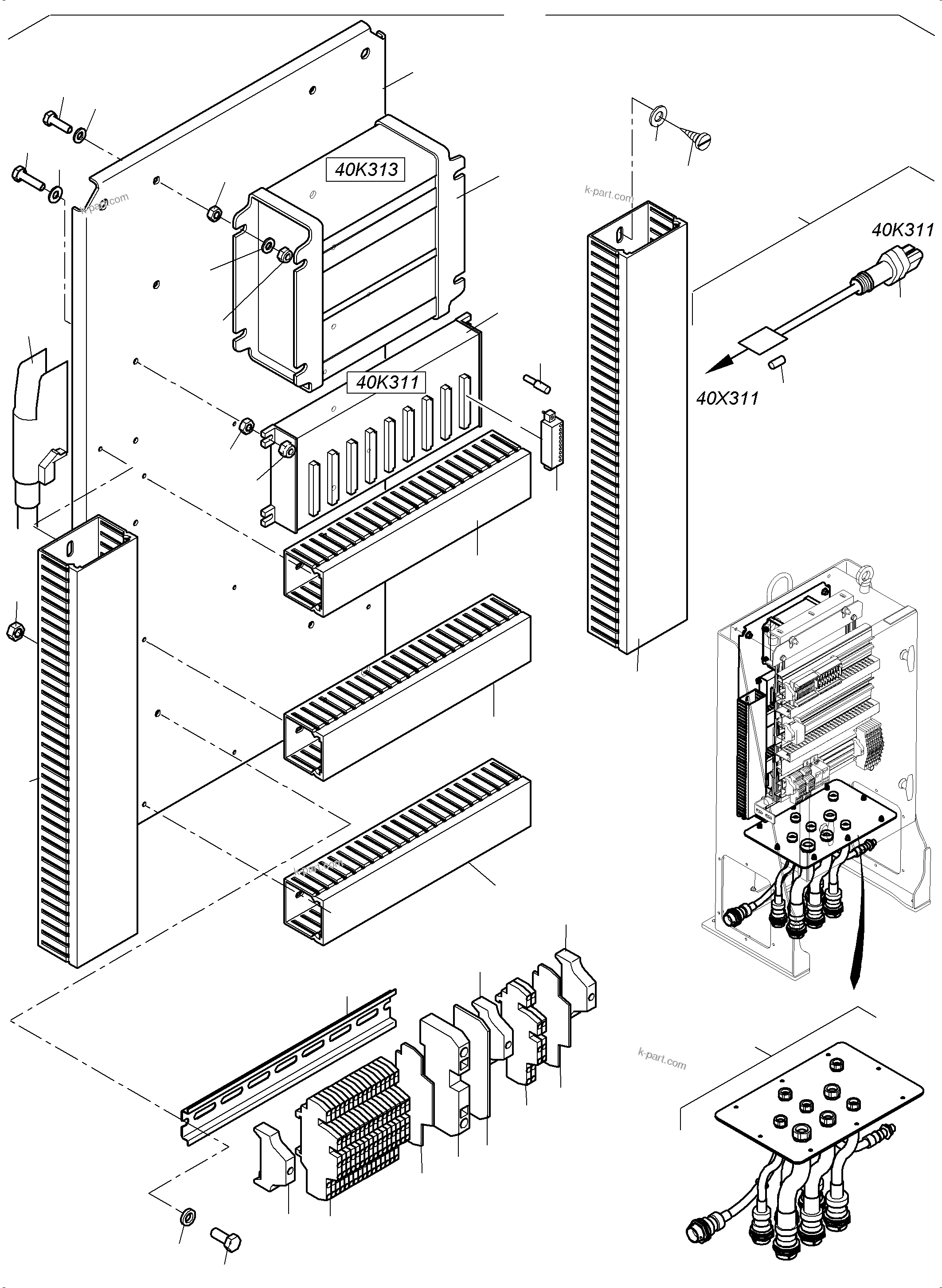 Komatsu parts book diagram for PC 7000-6E 35 003 11.06.2019: SWITCH CABINET ORT 40 TT