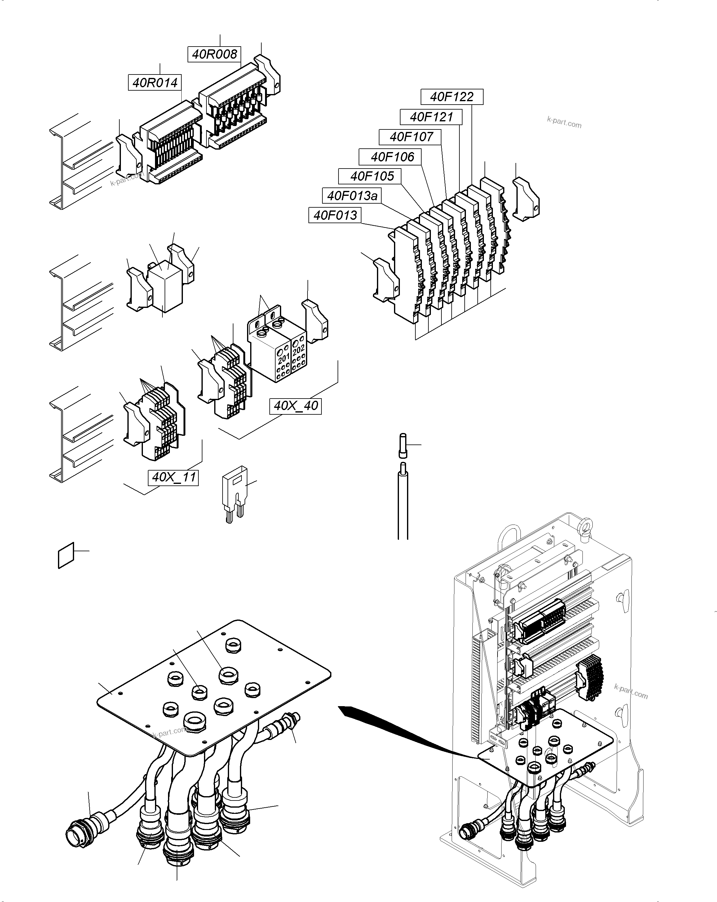 Komatsu parts book diagram for PC 7000-6E 35 003 11.06.2019: SWITCH CABINET ORT 40 TT