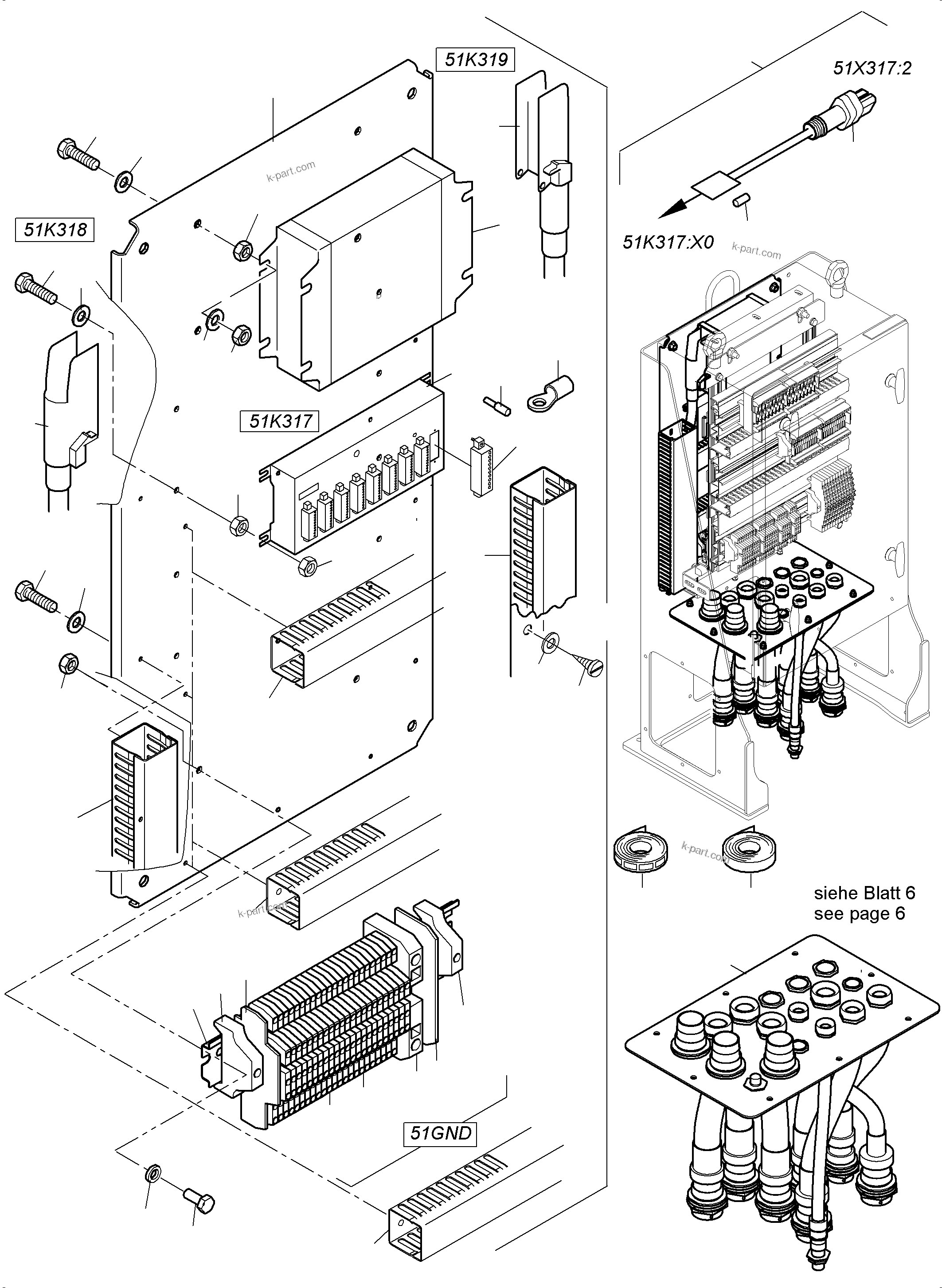 Komatsu parts book diagram for PC 7000-6E 35 003 11.06.2019: SWITCH CABINET ORT 51