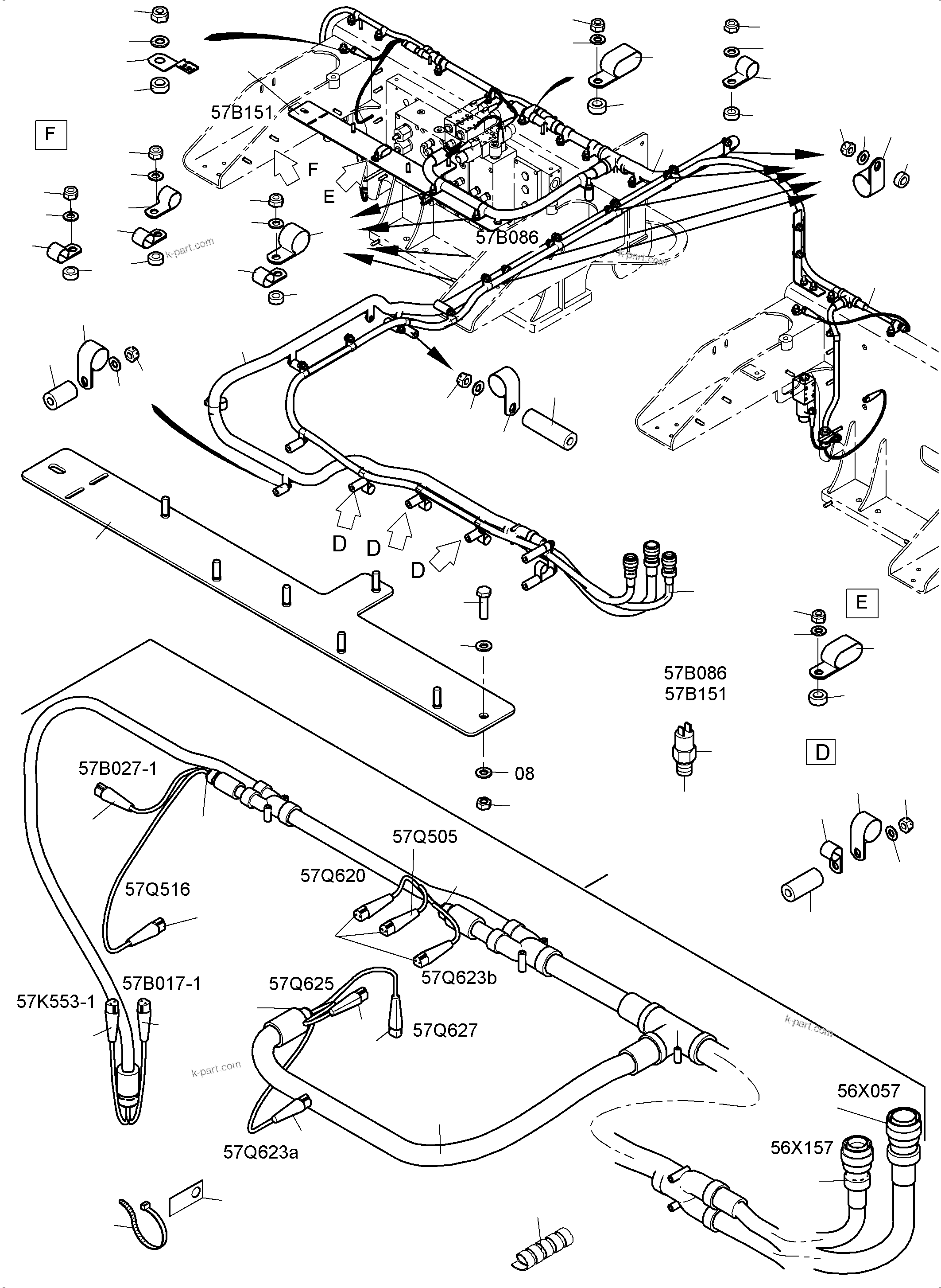 Komatsu parts book diagram for PC 7000-6E 35 003 11.06.2019: CABLES - CONTROL AND FILTER PLATE 1 AND 2