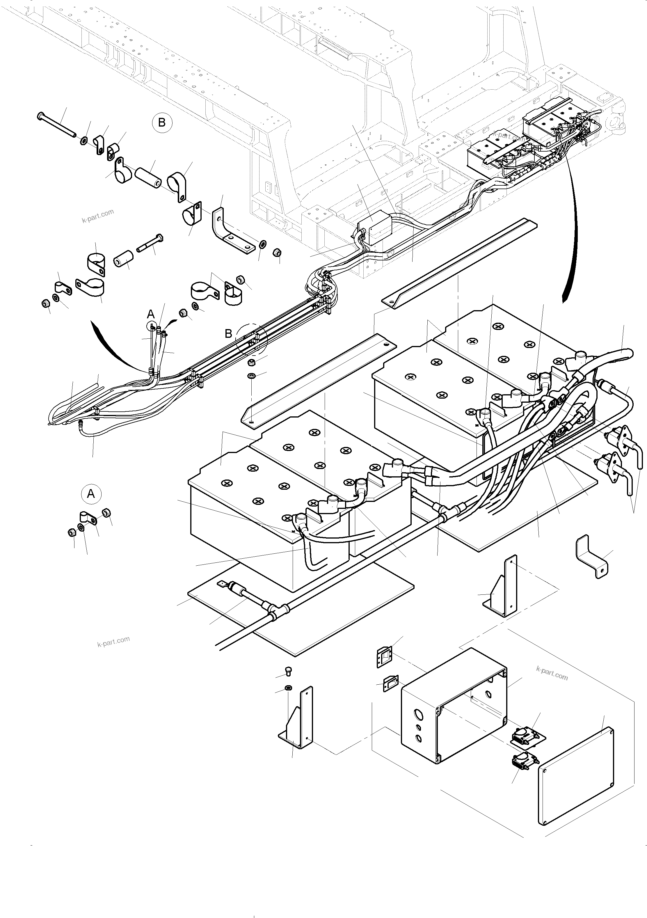 Komatsu parts book diagram for PC 7000-6E 35 003 11.06.2019: BATTERIES WITH CABLES CSA