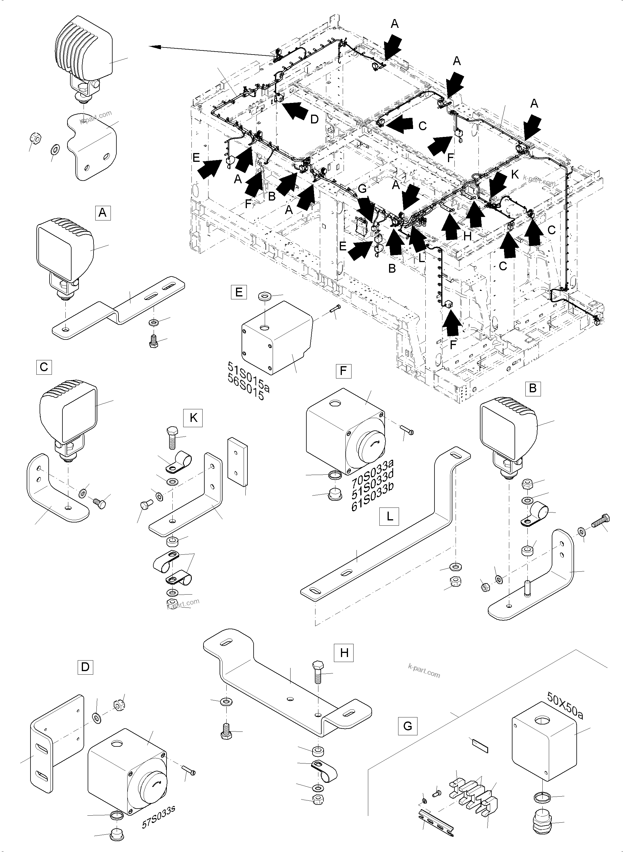 Komatsu parts book diagram for PC 7000-6E 35 003 11.06.2019: LIGHTING EQUIPMENT-MACHINE HOUSE CSA
