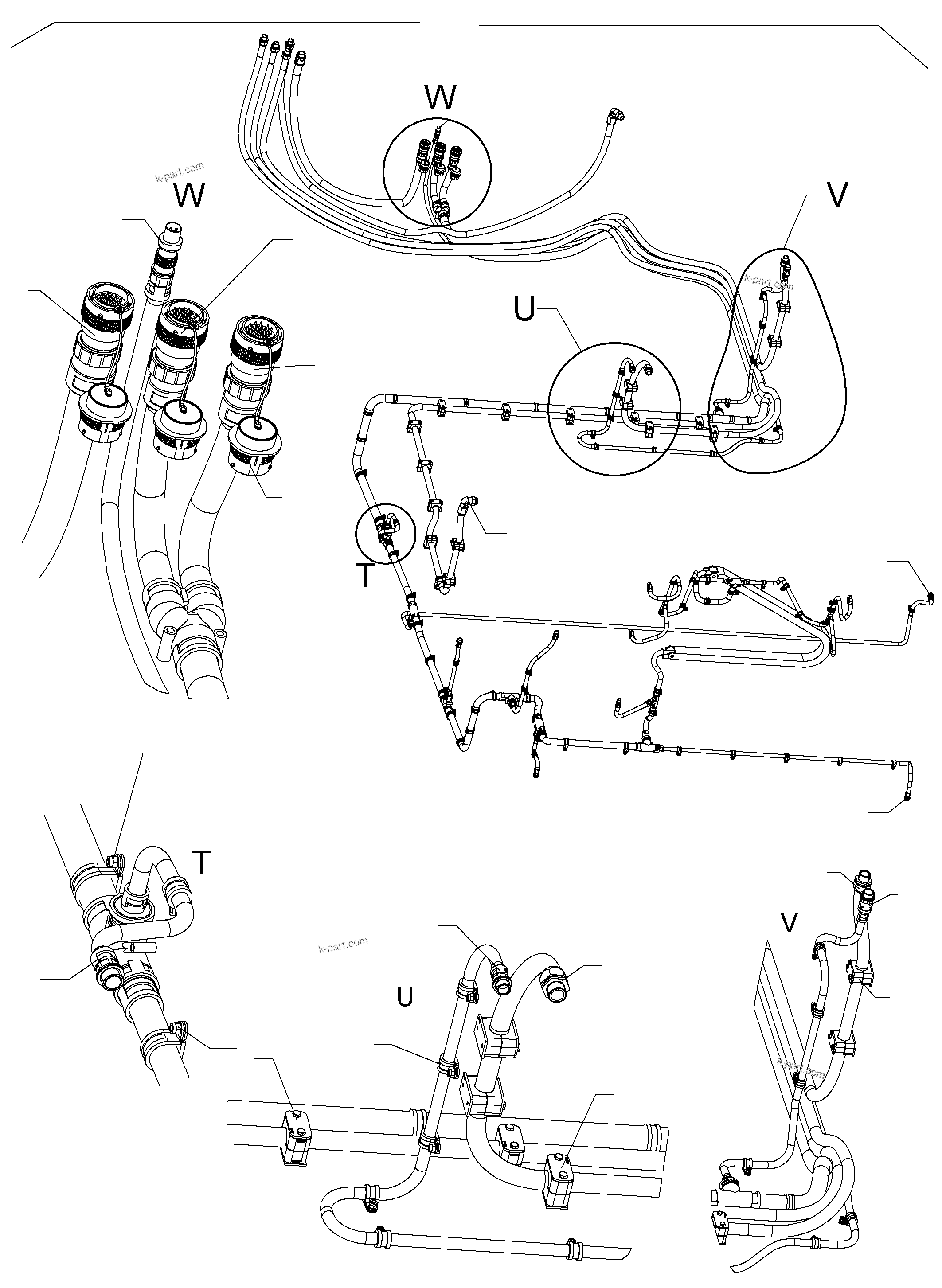 Komatsu parts book diagram for PC 7000-6E 35 003 11.06.2019: CABLES- CABLE DUCT