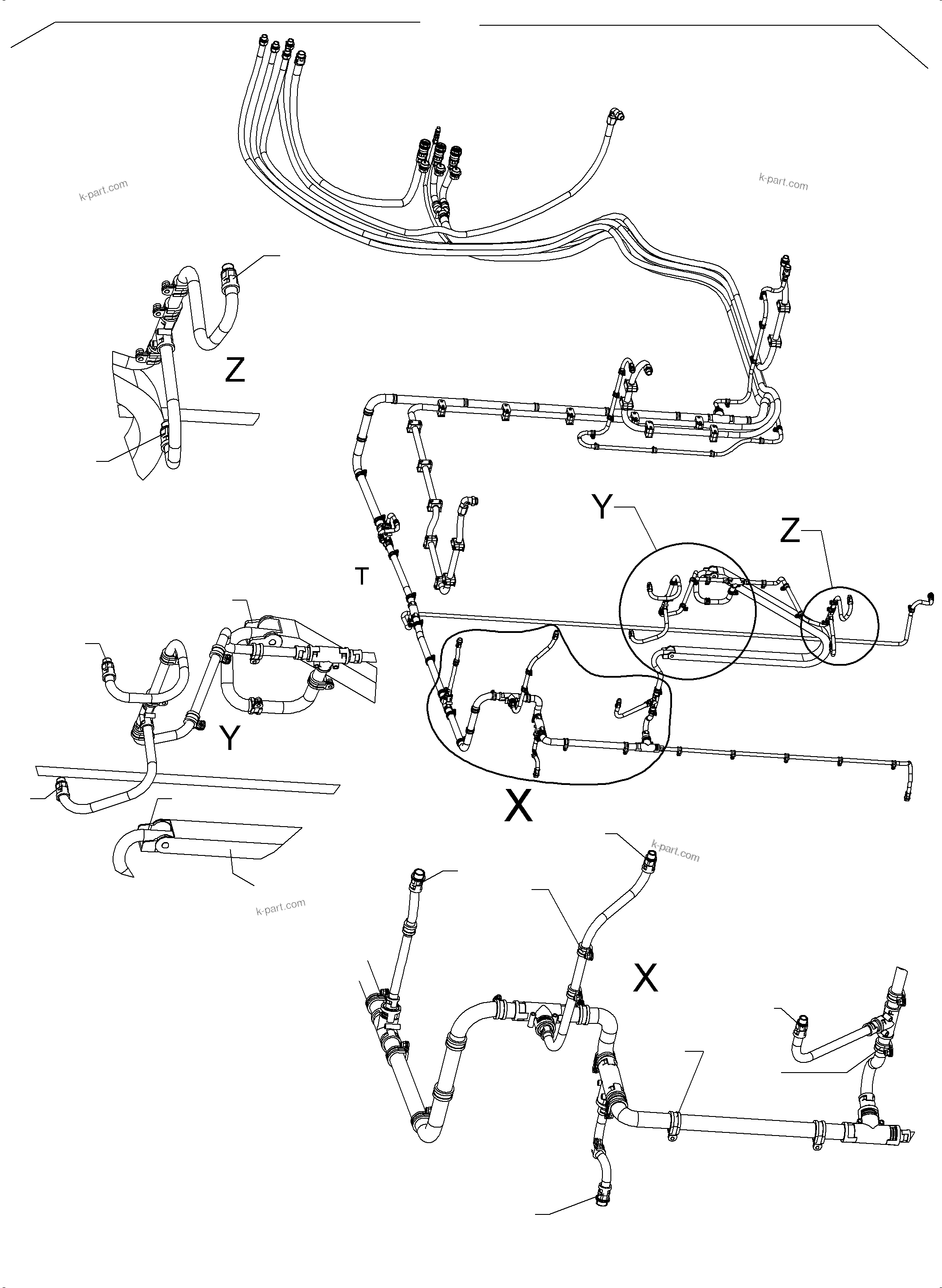 Komatsu parts book diagram for PC 7000-6E 35 003 11.06.2019: CABLES- CABLE DUCT