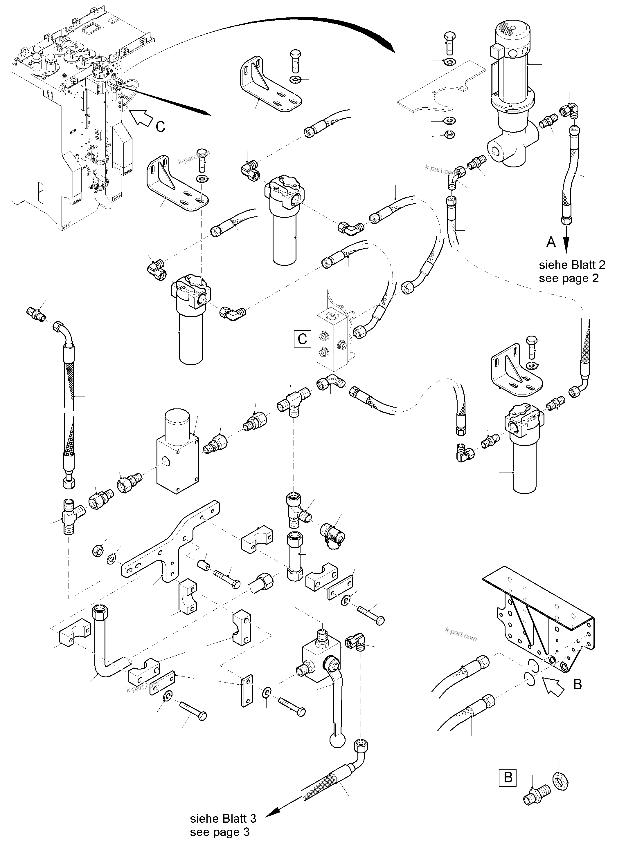 Komatsu parts book diagram for PC 7000-6E 35 003 11.06.2019: INSTALLATION - TRANSFUSING PUMP